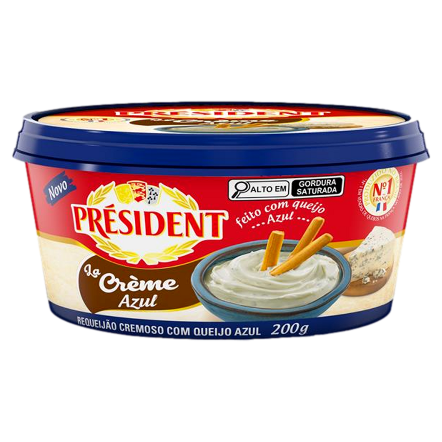 Requeij&atilde;o Cremoso com Queijo Azul Pr&eacute;sident La Cr&egrave;me Pote 200g