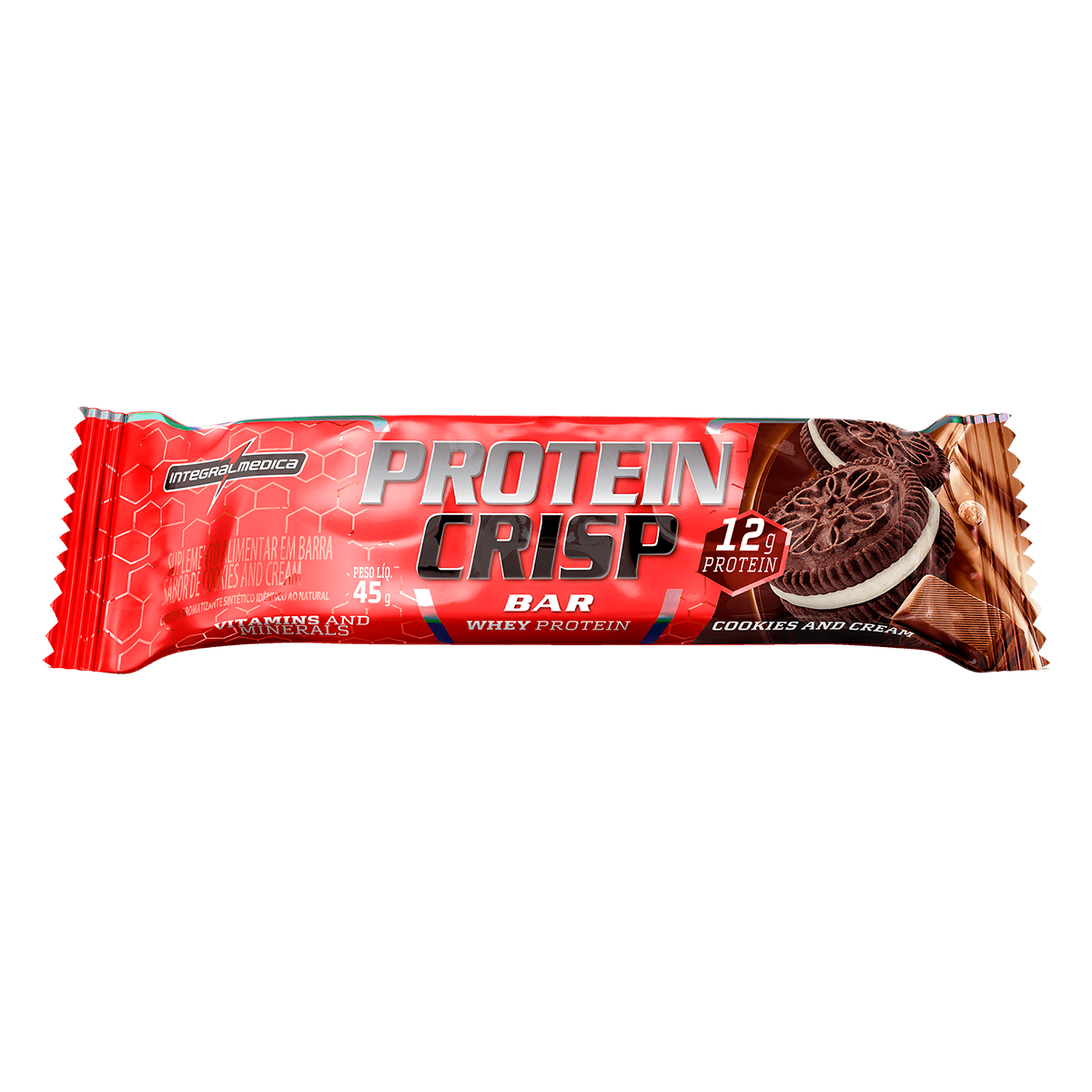 Barra de Proteína Cookies and Cream Protein Crisp Integralmedica 45g