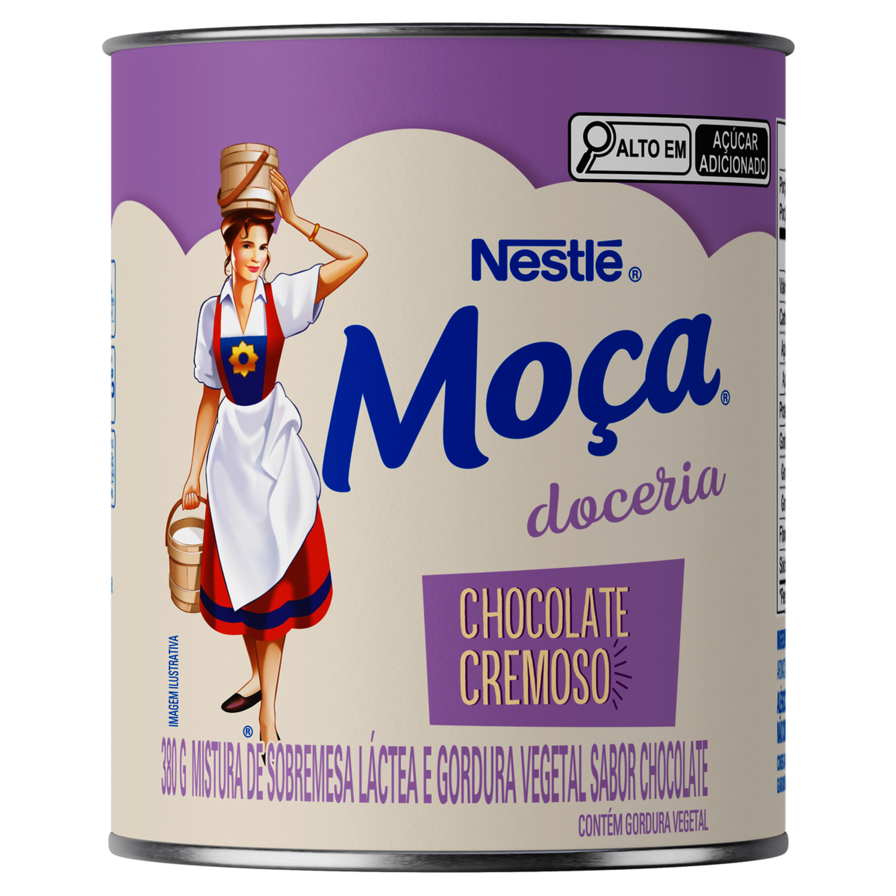 Sobremesa L&aacute;ctea Chocolate Cremoso Mo&ccedil;a Doceria Lata 380g
