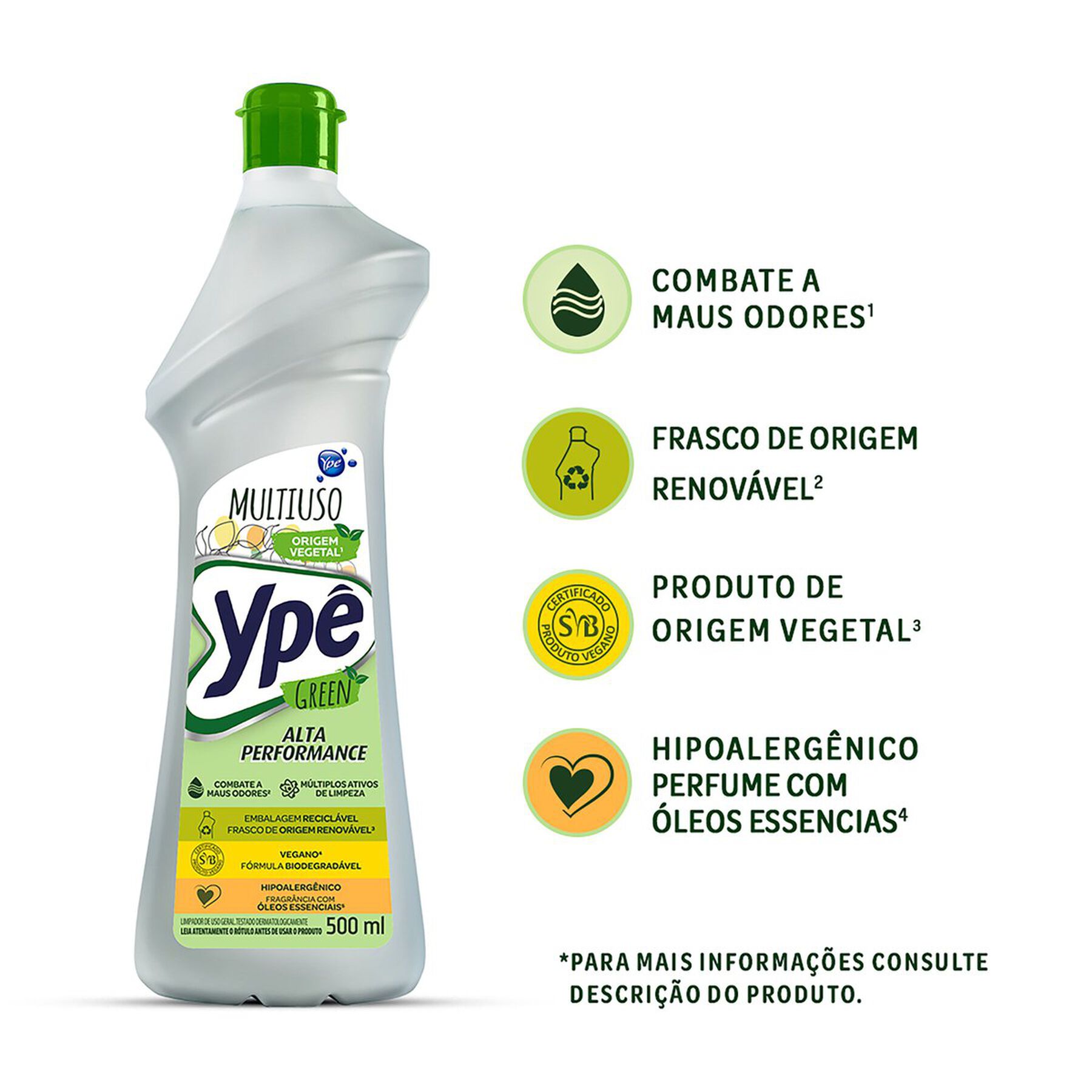 Limpador Multiuso Yp&ecirc; Green Squeeze 500ml