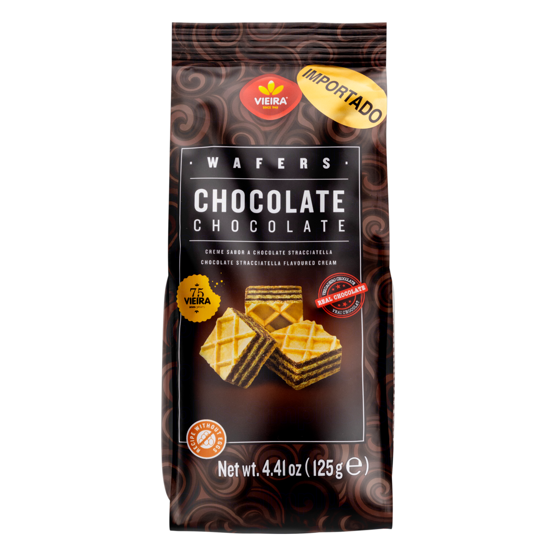 Biscoito Wafer Chocolate Vieira Pacote 125g&nbsp;