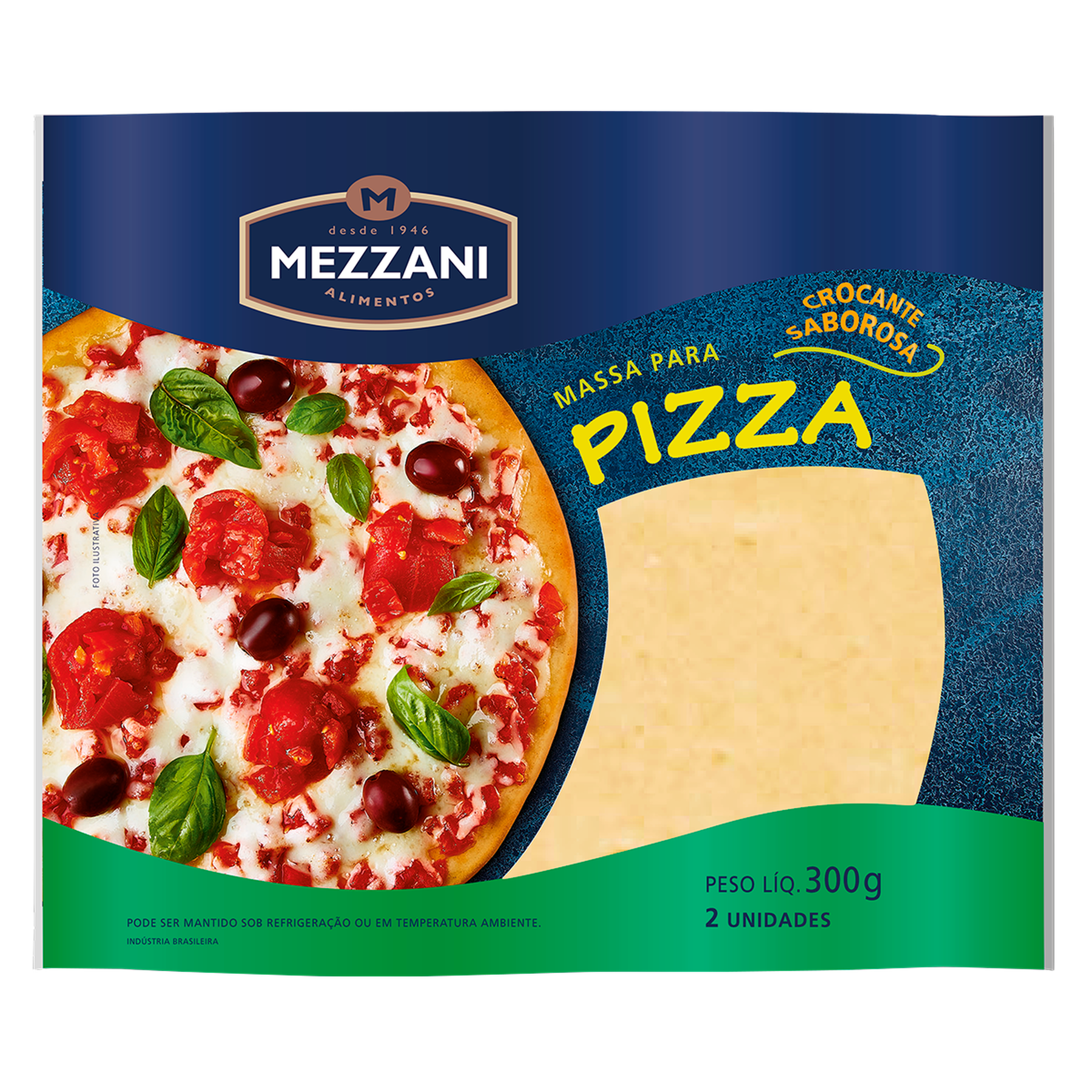 Massa para Pizza Mezzani Pacote 300g C/2 Unidades