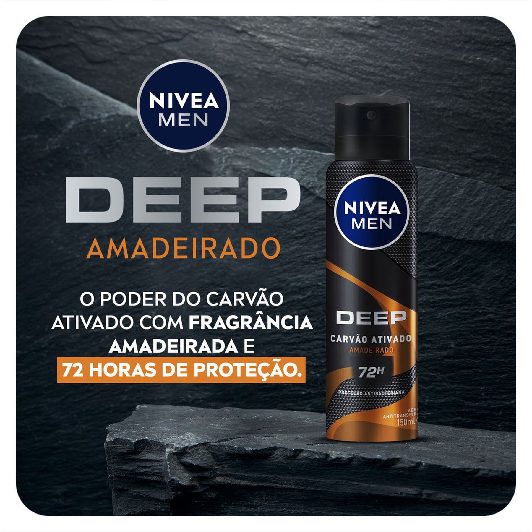 Antitranspirante Aerossol Carvão Ativado Amadeirado Deep Nivea Men 150ml
