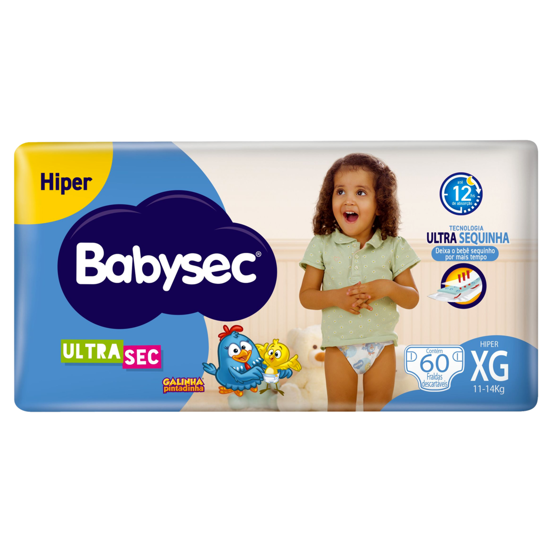 Fralda Descartável Ultra Sec Hiper Babysec XG Pacote C/60 Unidades