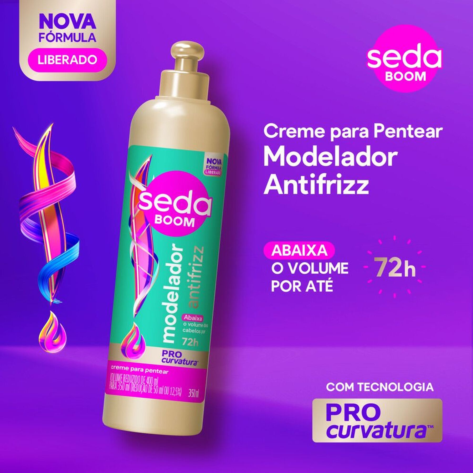 Creme para Pentear Modelador Antifrizz Seda Boom Frasco 350ml