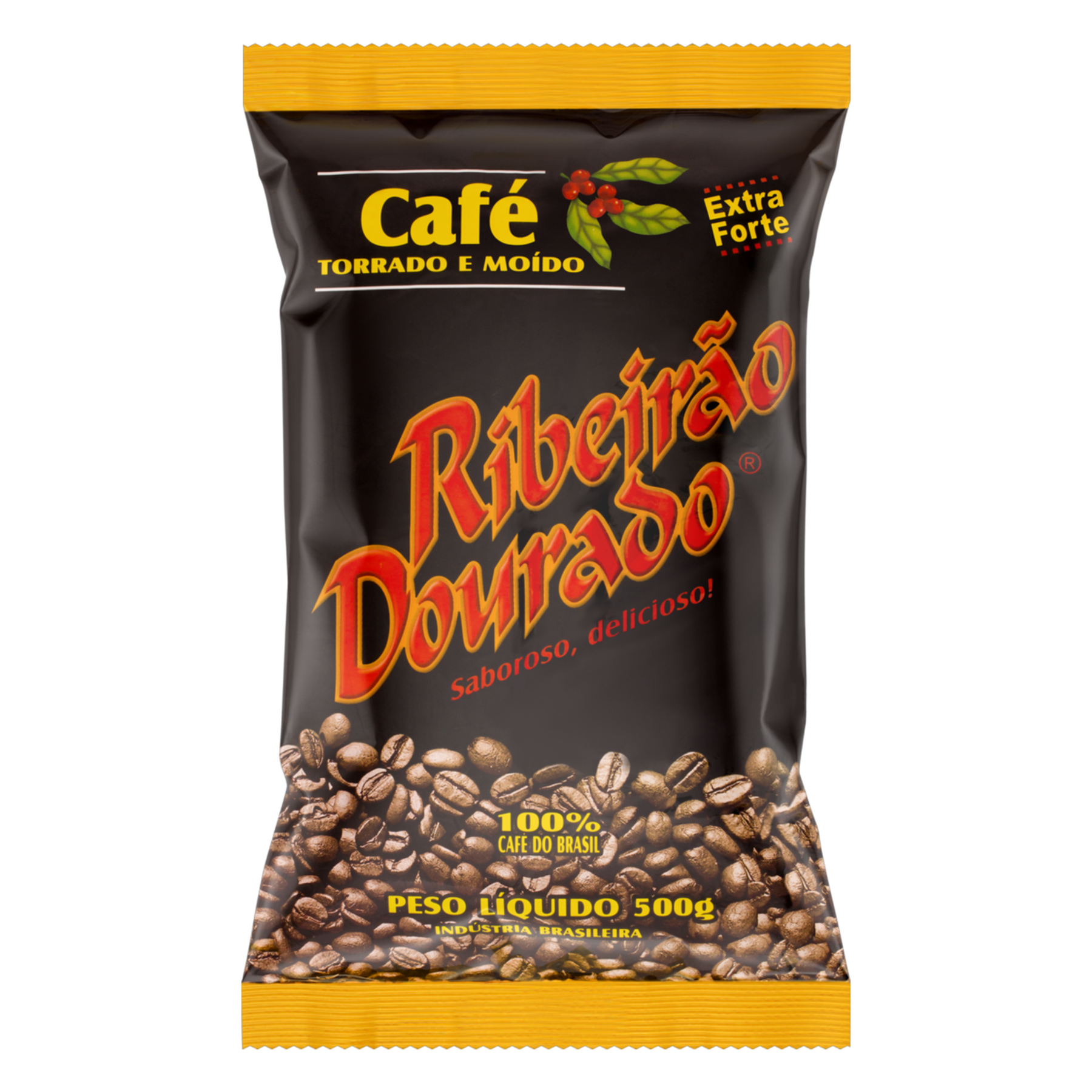 Caf&eacute; Torrado e Mo&iacute;do Extraforte Ribeir&atilde;o Dourado Pacote 500g