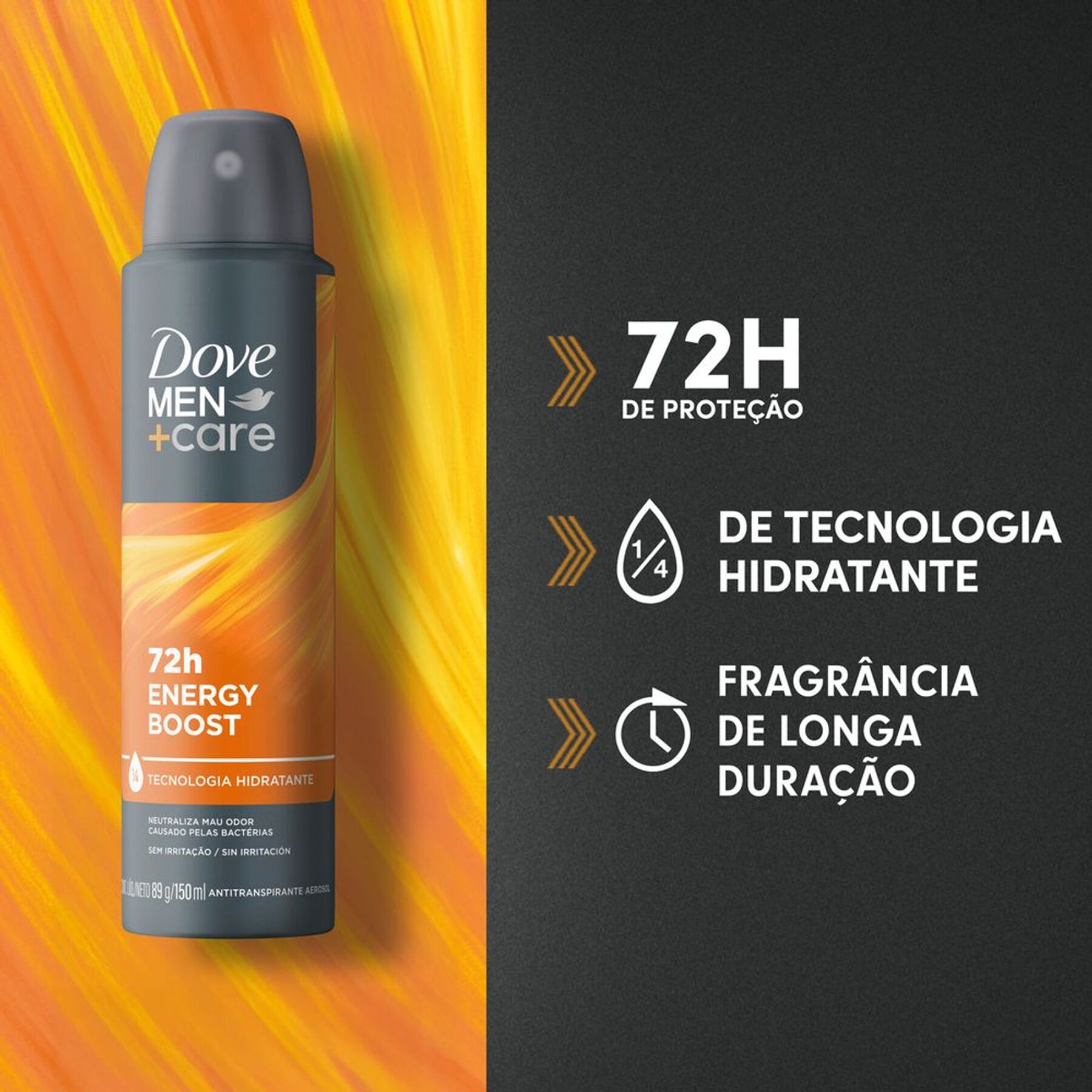 Desodorante Antitranspirante Aerossol Dove Men +Care Energy Boost Masculino 72h 150ml