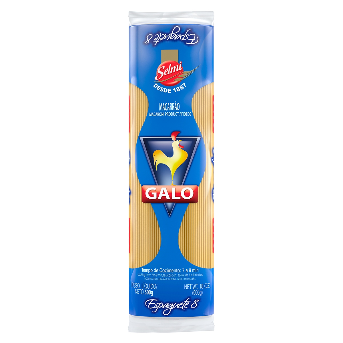 Macarr&atilde;o Semolado Espaguete 8 Galo Pacote 500g&nbsp;