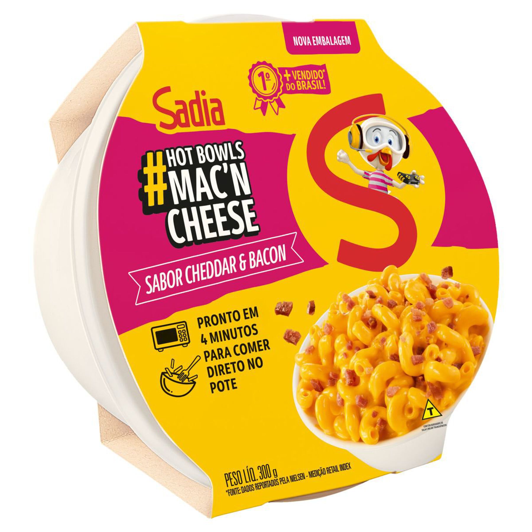 Mac'n Cheese Cheddar e Bacon Hot Bowls Sadia Pote 300g