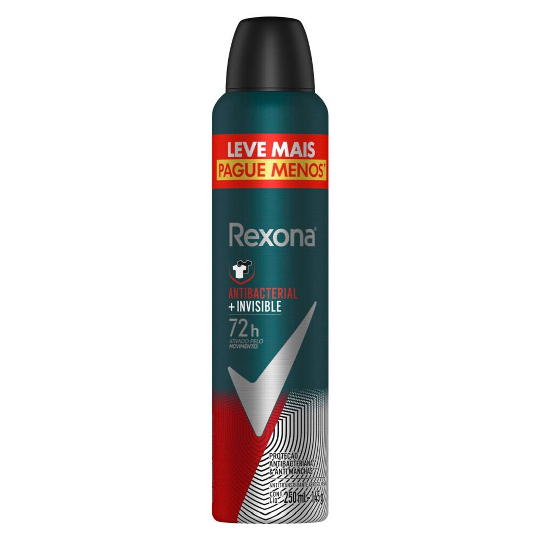 Antitranspirante Aerosol Rexona Men Antibacterial+Invisible 250ml
