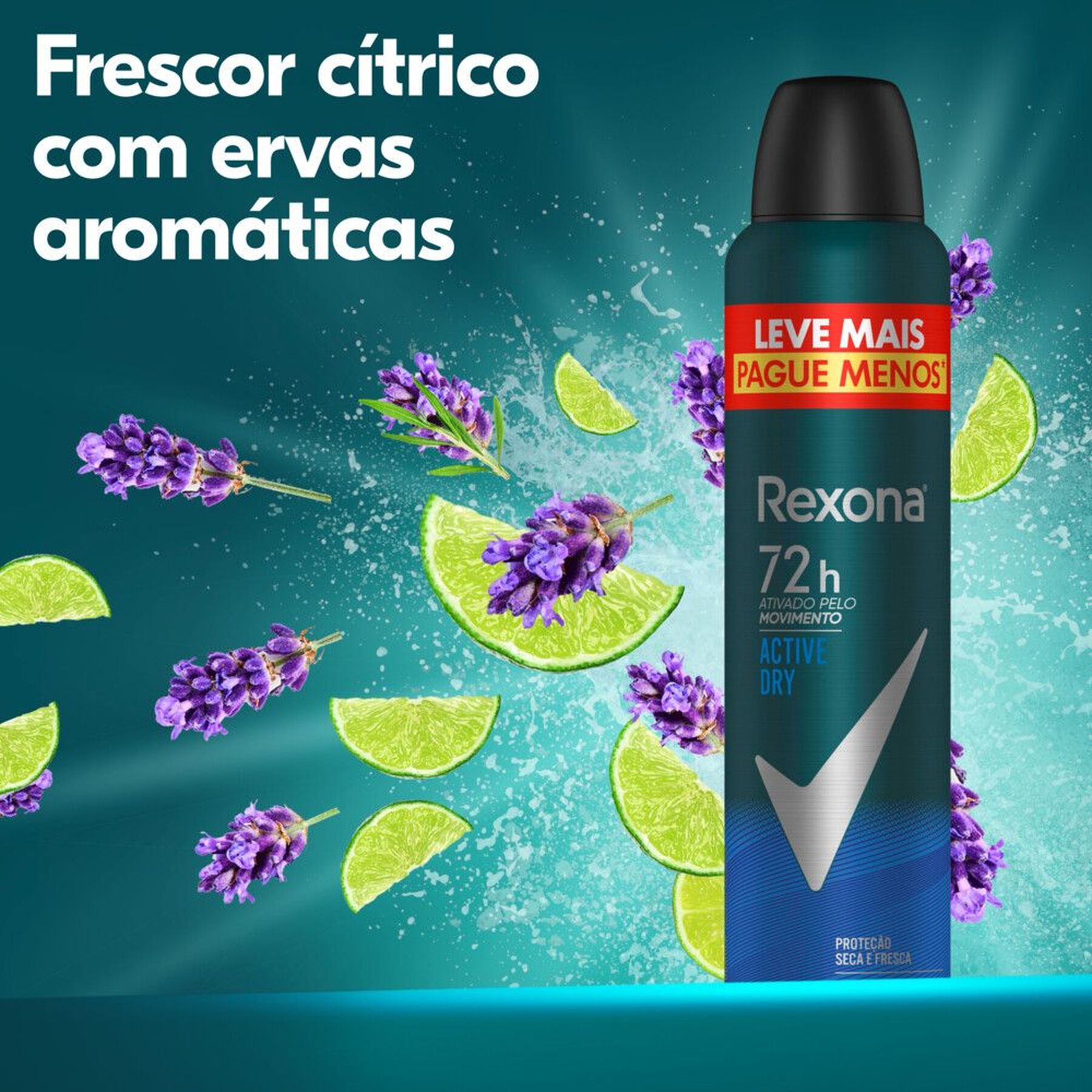 Antitranspirante Aerossol Active Dry Rexona Men 250ml