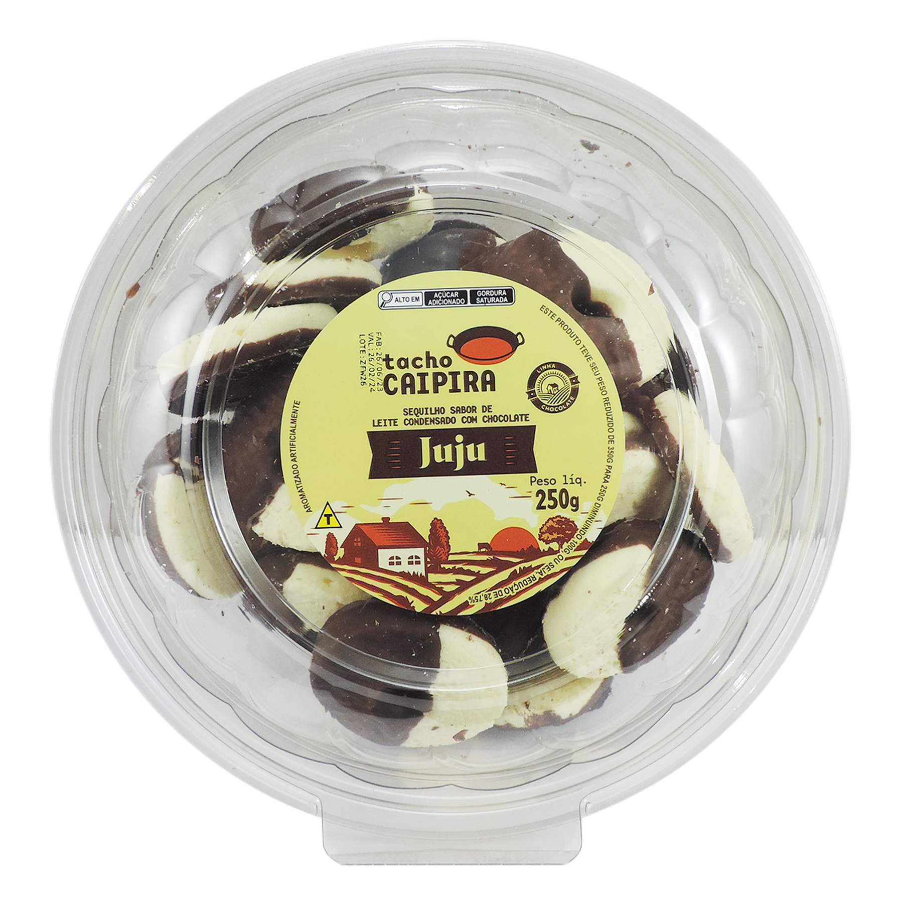 Biscoito Juju Sequilho Leite Condensado com Chocolate Tacho Caipira Minnas Pote 250g