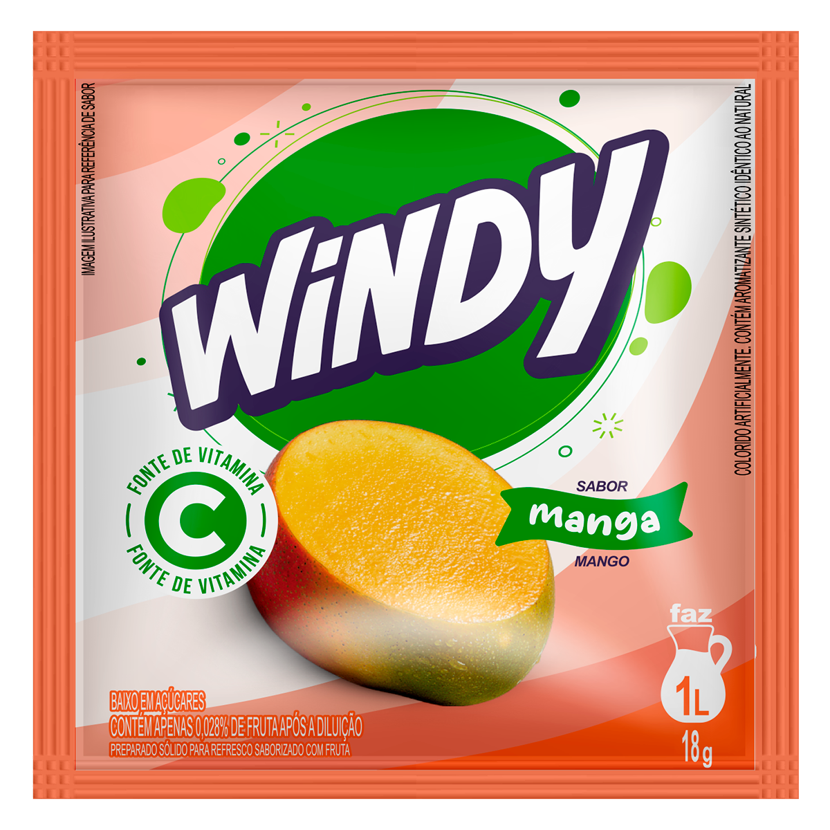 Refresco em P&oacute; Manga Windy Pacote 18g