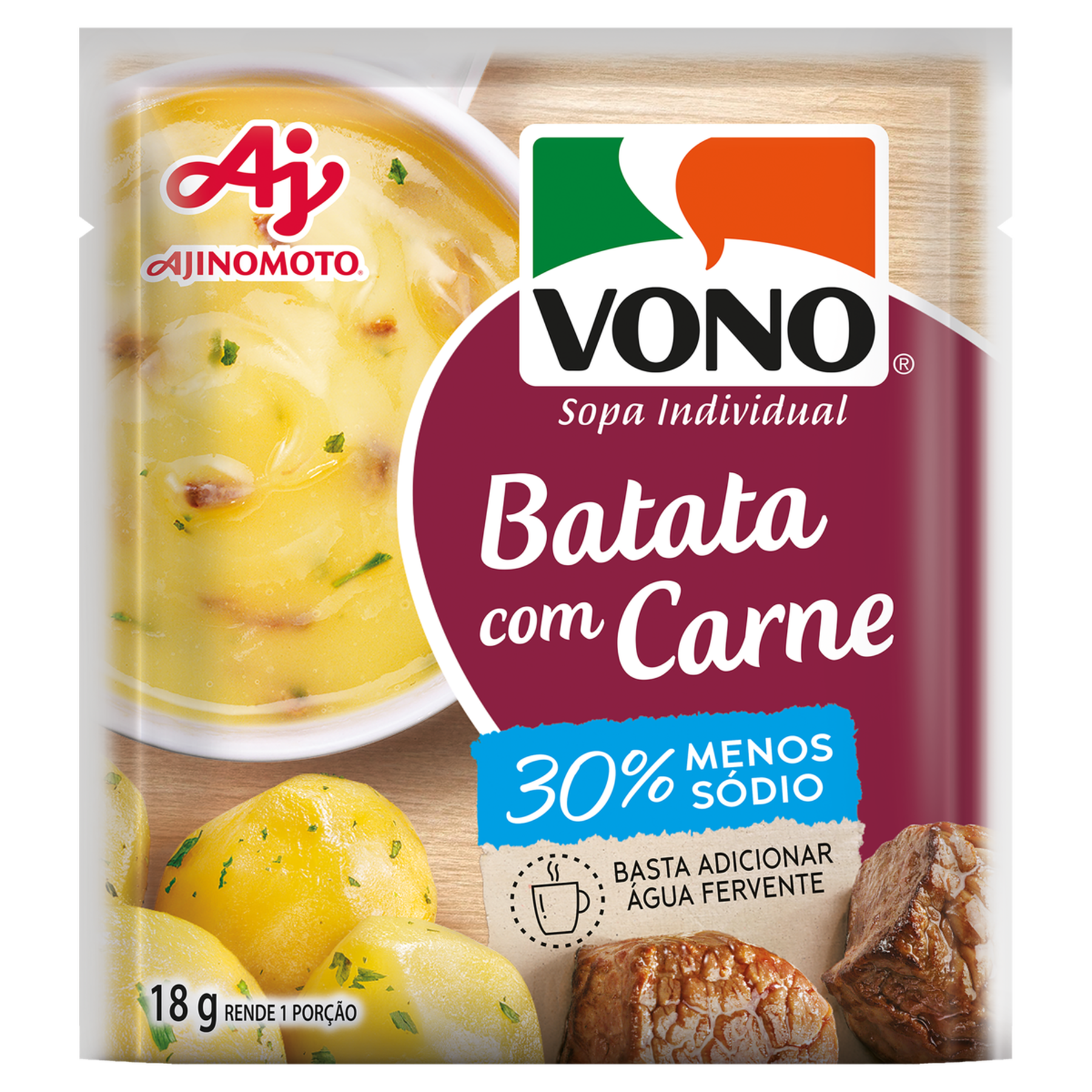 Sopa Individual Batata com Carne Vono Pacote 18g