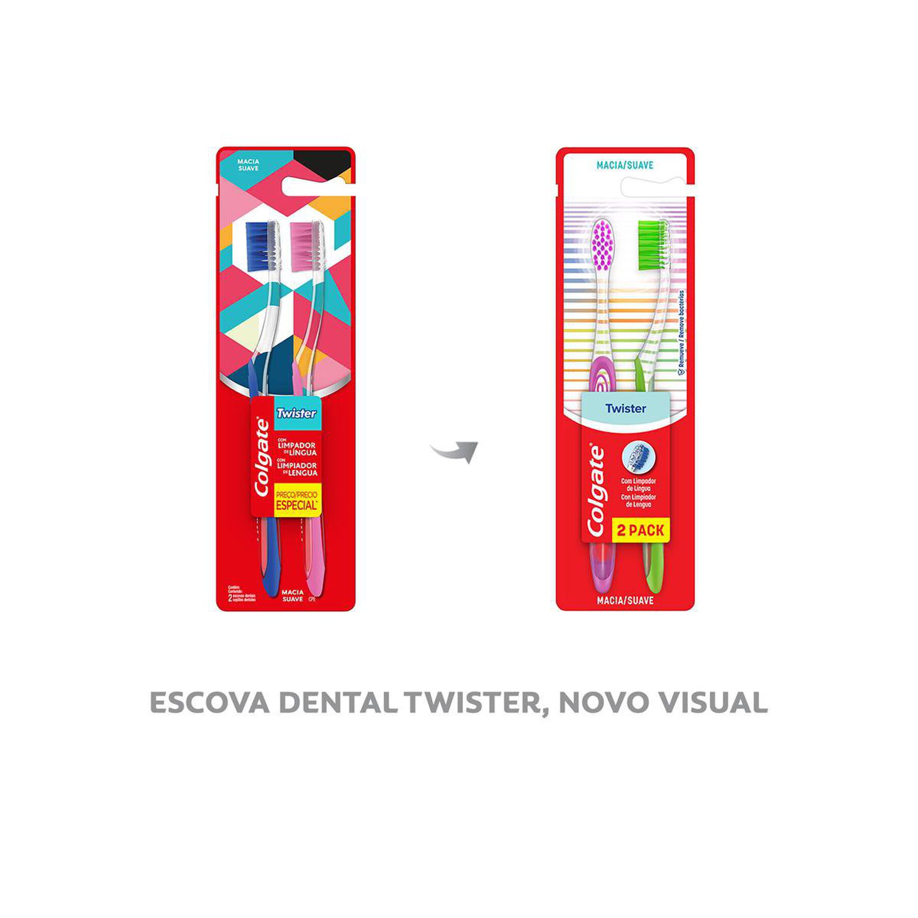 Escova Dental Macia Twister Colgate C/2 Unidades