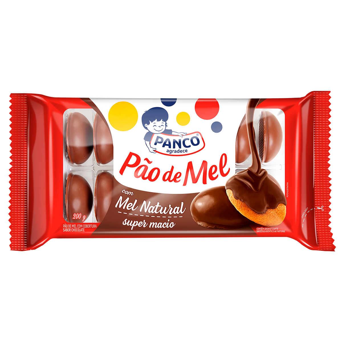 P&atilde;o de Mel Cobertura Chocolate Panco 200g