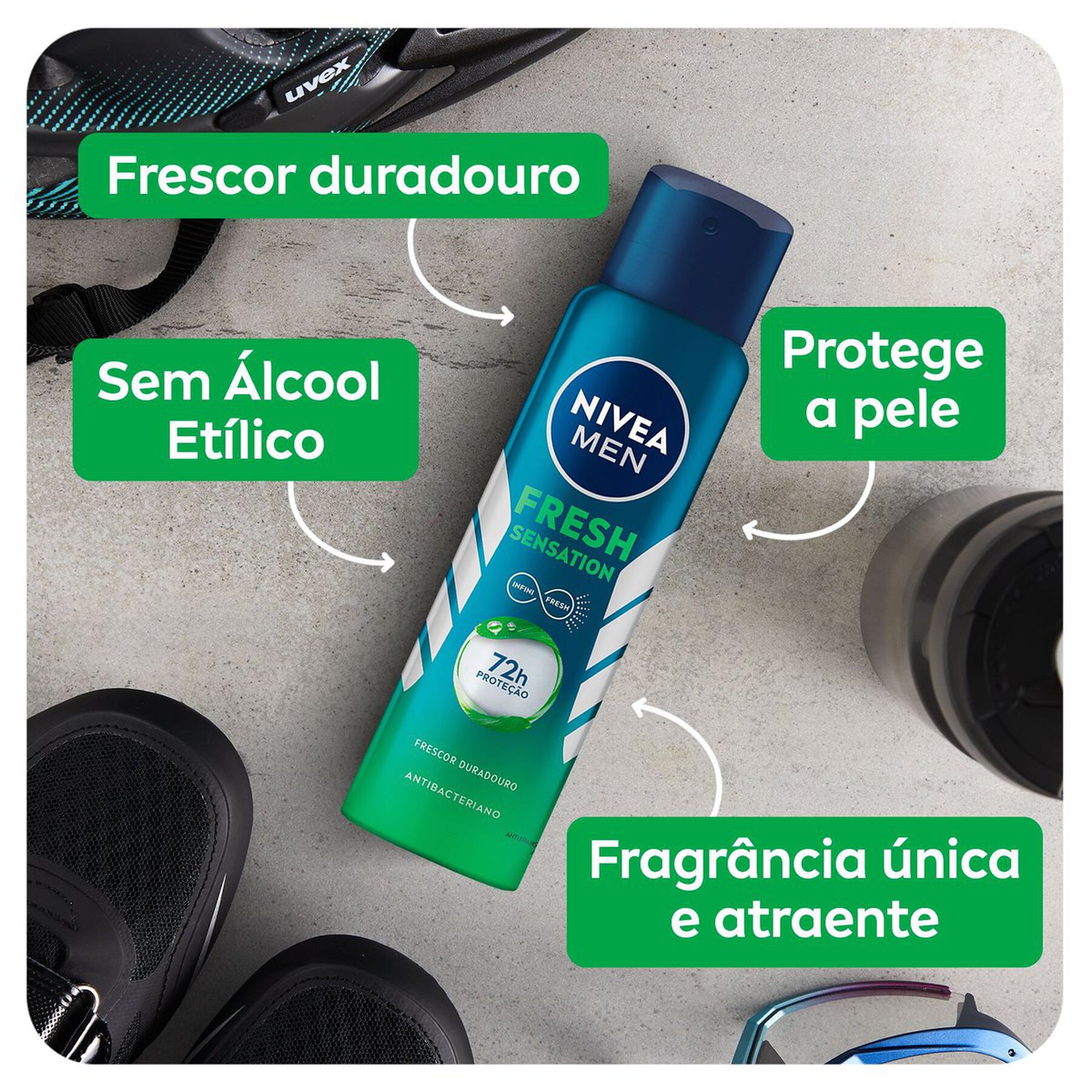 Antitranspirante Aerossol Antibacteriano Fresh Sensation Nivea Men 150ml