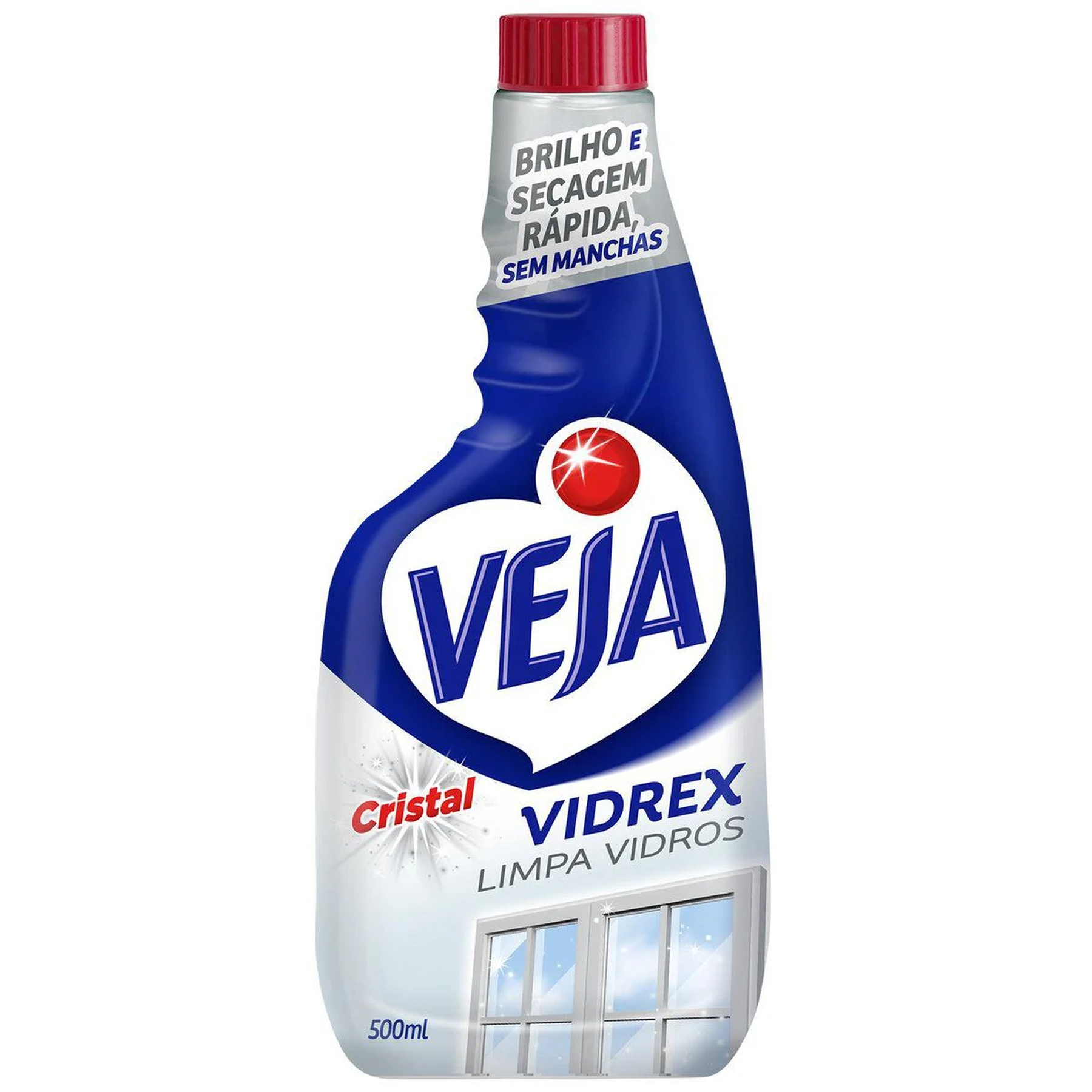 Limpa-Vidro L&iacute;quido Cristal Veja Vidrex Frasco 500ml Refil&nbsp;