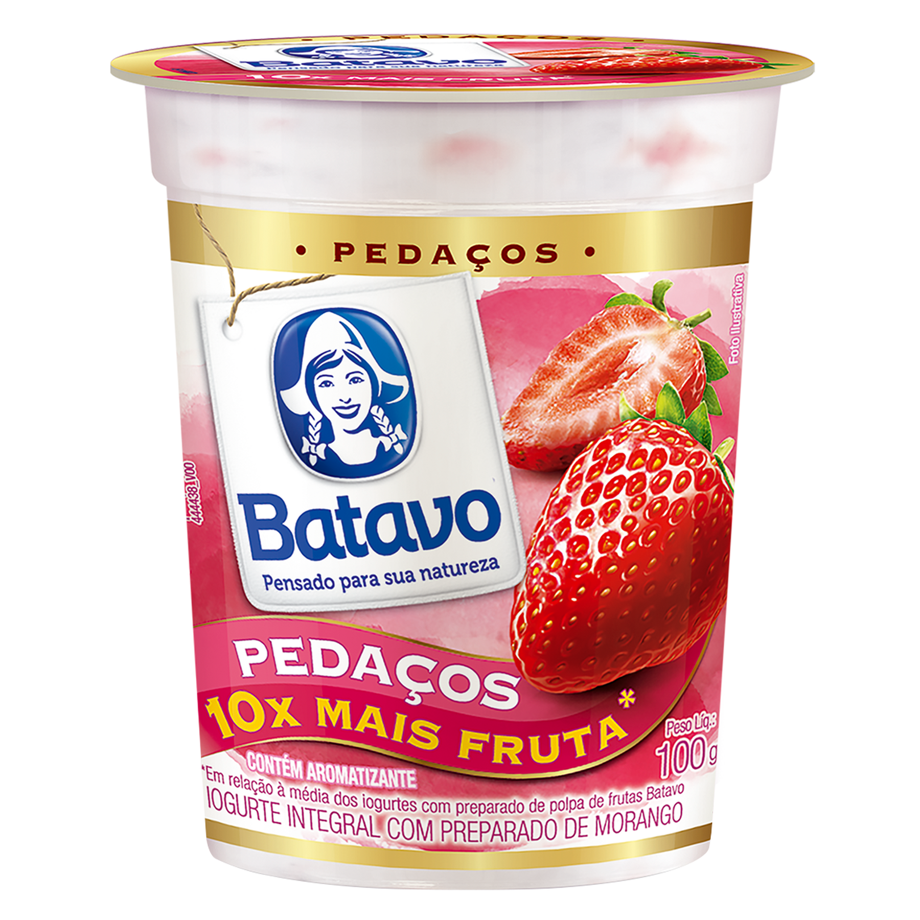 Iogurte Integral Morango Batavo Peda&ccedil;os Copo 100g