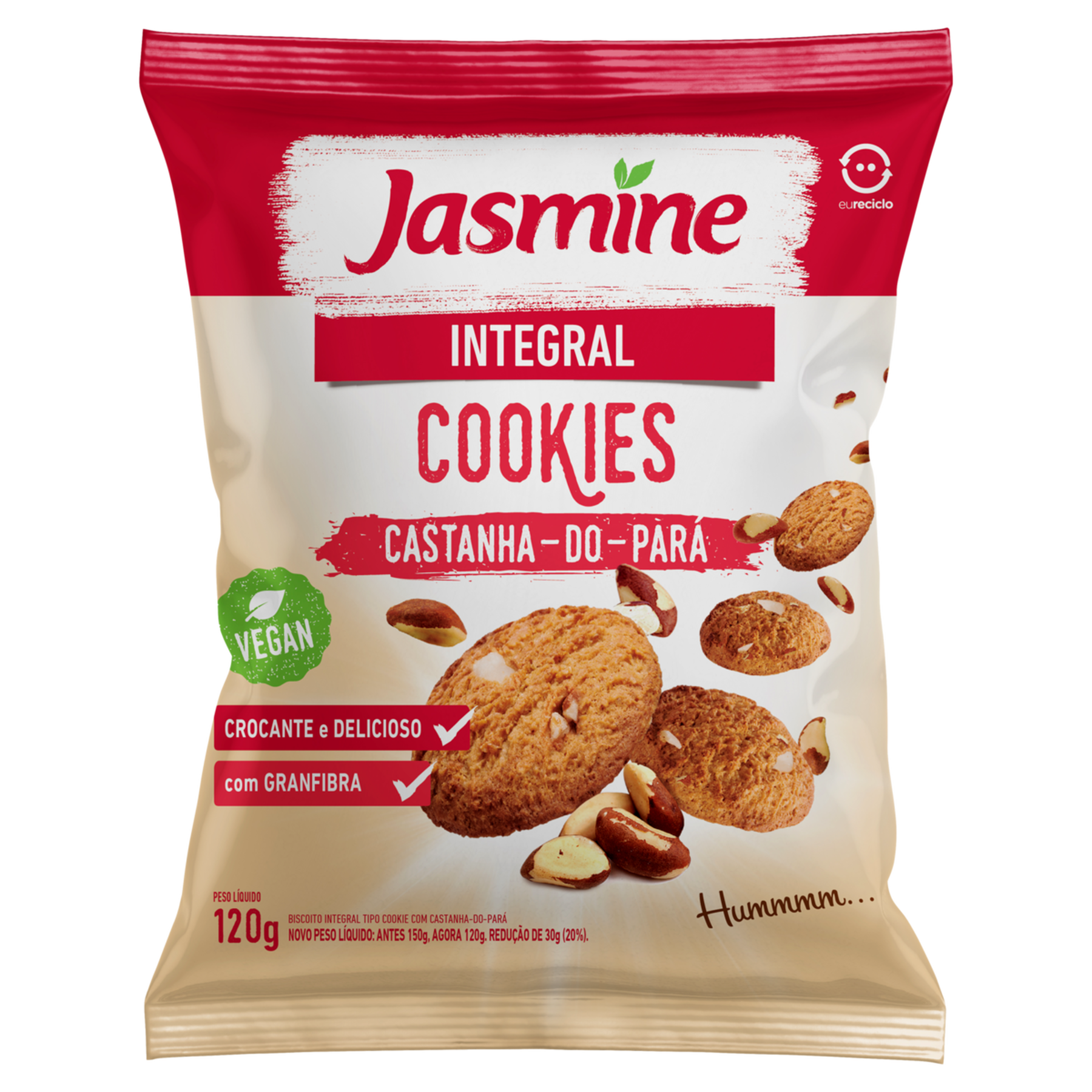 Biscoito Cookie Castanha-do-Pará Integral Jasmine Pacote 120g