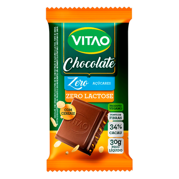 Chocolate 34% Cacau Cereais Zero Lactose Zero Açúcar Vitao Pacote 30g
