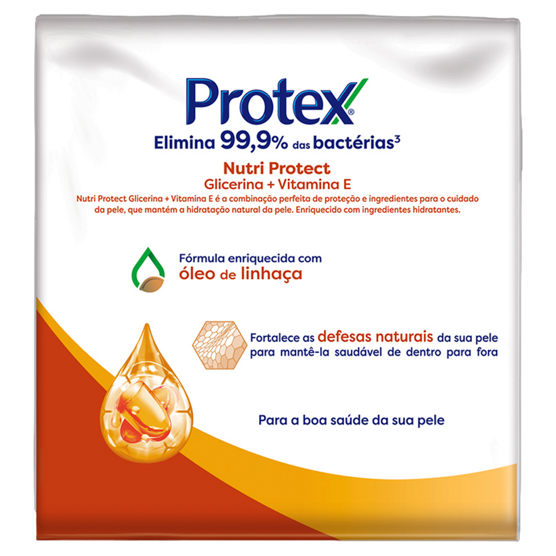 Pack Sabonete Barra Antibacteriano Nutri Protect Glicerina + Vitamina E Protex Envolt&oacute;rio 255g C/3 Unidades Leve Mais Pague Menos