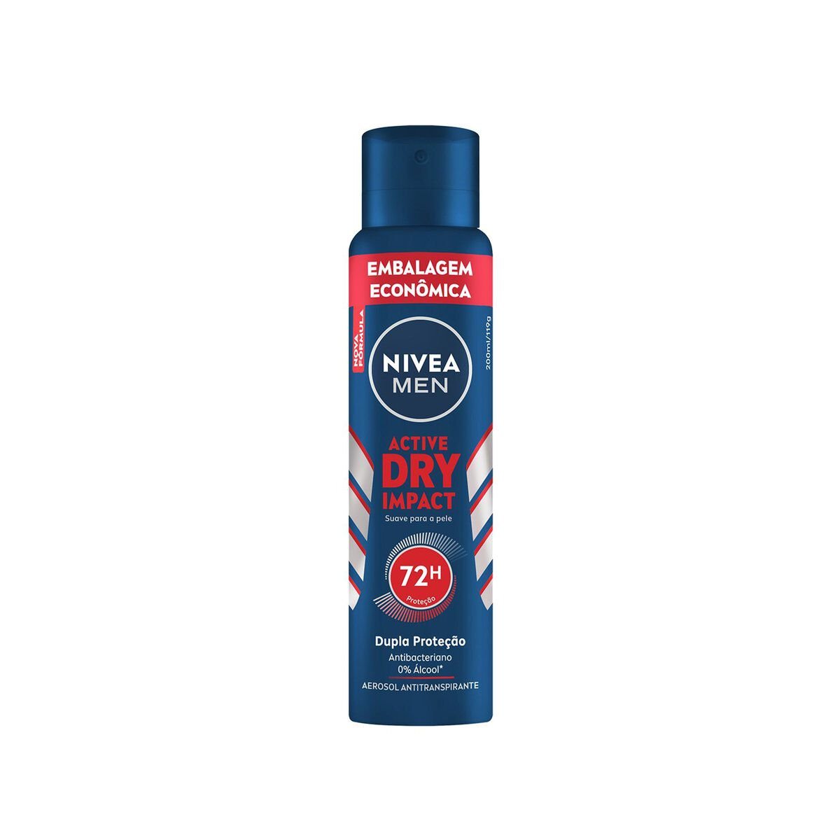 Antitranspirante Aerossol Active Dry Impact Nivea Men 200ml - Embalagem Econ&ocirc;mica