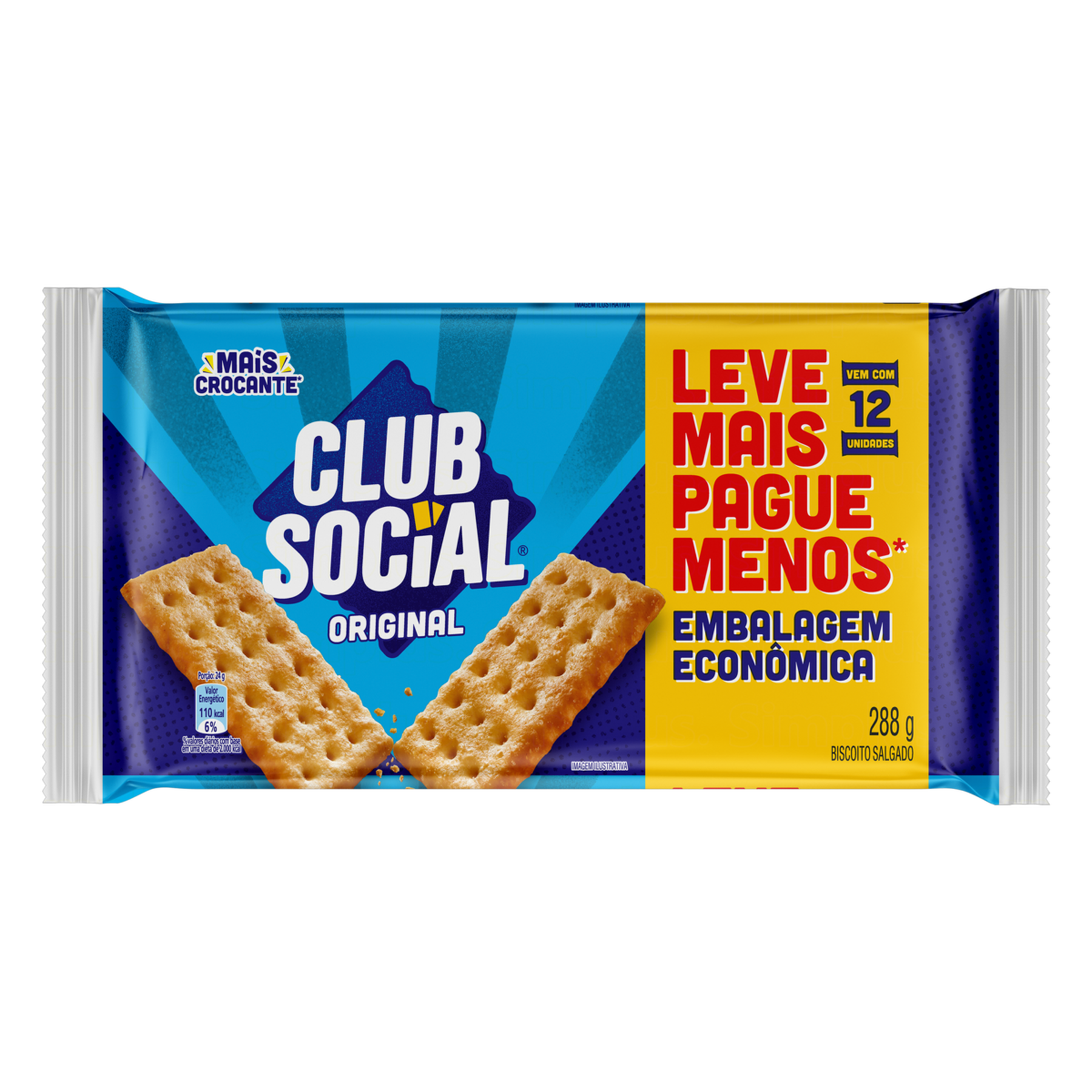 Pack Biscoito Original Club Social Pacote 288g 6 Unidades Embalagem Econômica Leve Mais Pague Menos