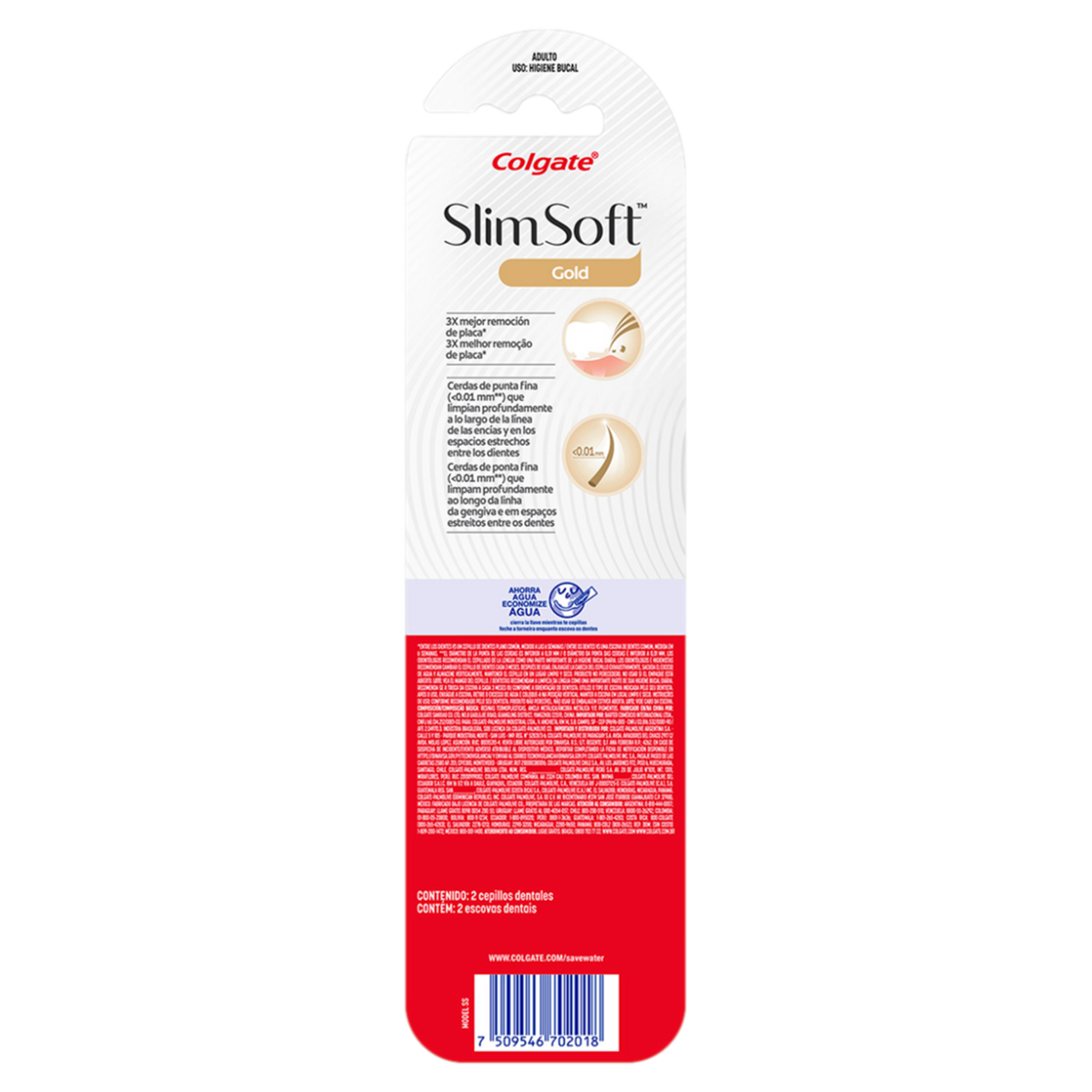 Escova Dental Ultramacia Slim Soft Gold Colgate C/2 Unidades&nbsp;