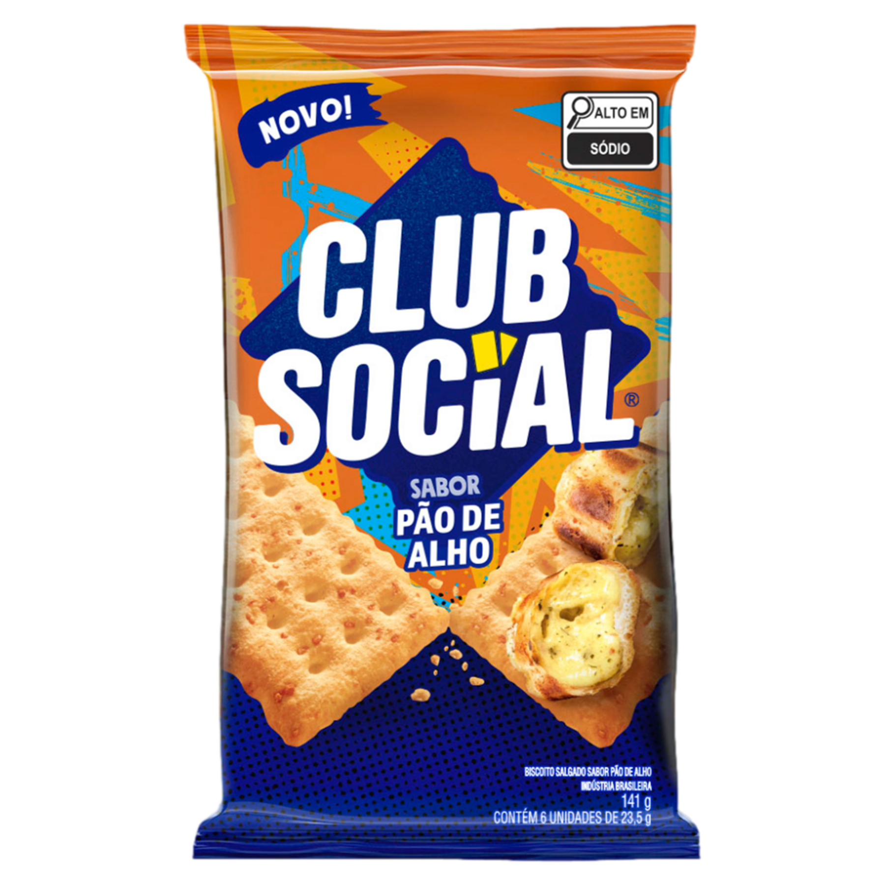 Biscoito P&atilde;o de Alho Club Social Pacote 141g C/6 Unidades