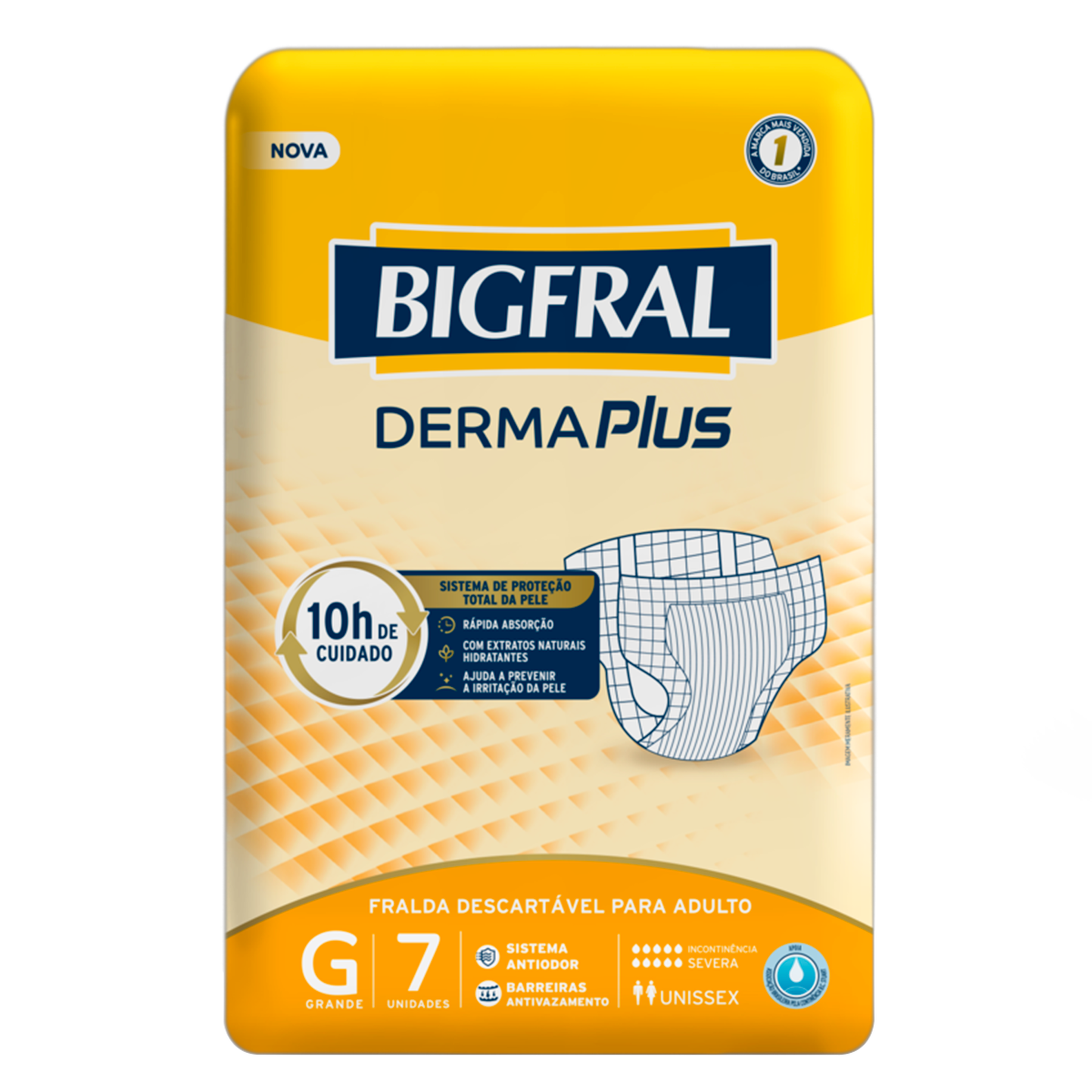 Fralda Descartável para Adulto G Bigfral Derma Plus Pacote C/7 Unidades
