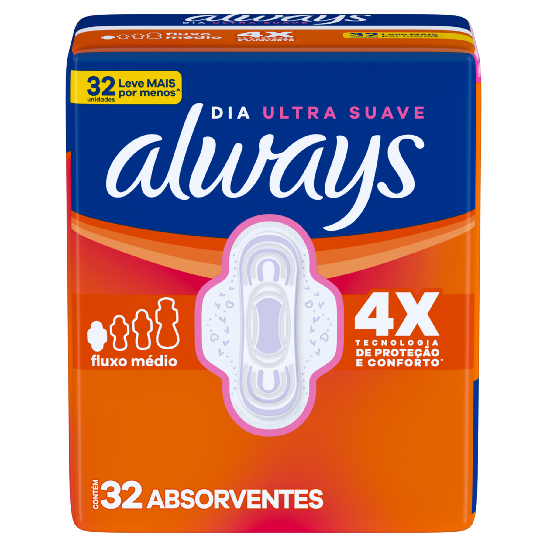 Absorvente com Abas Dia Ultrassuave Always Pacote 32 Unidades Leve Mais Pague Menos