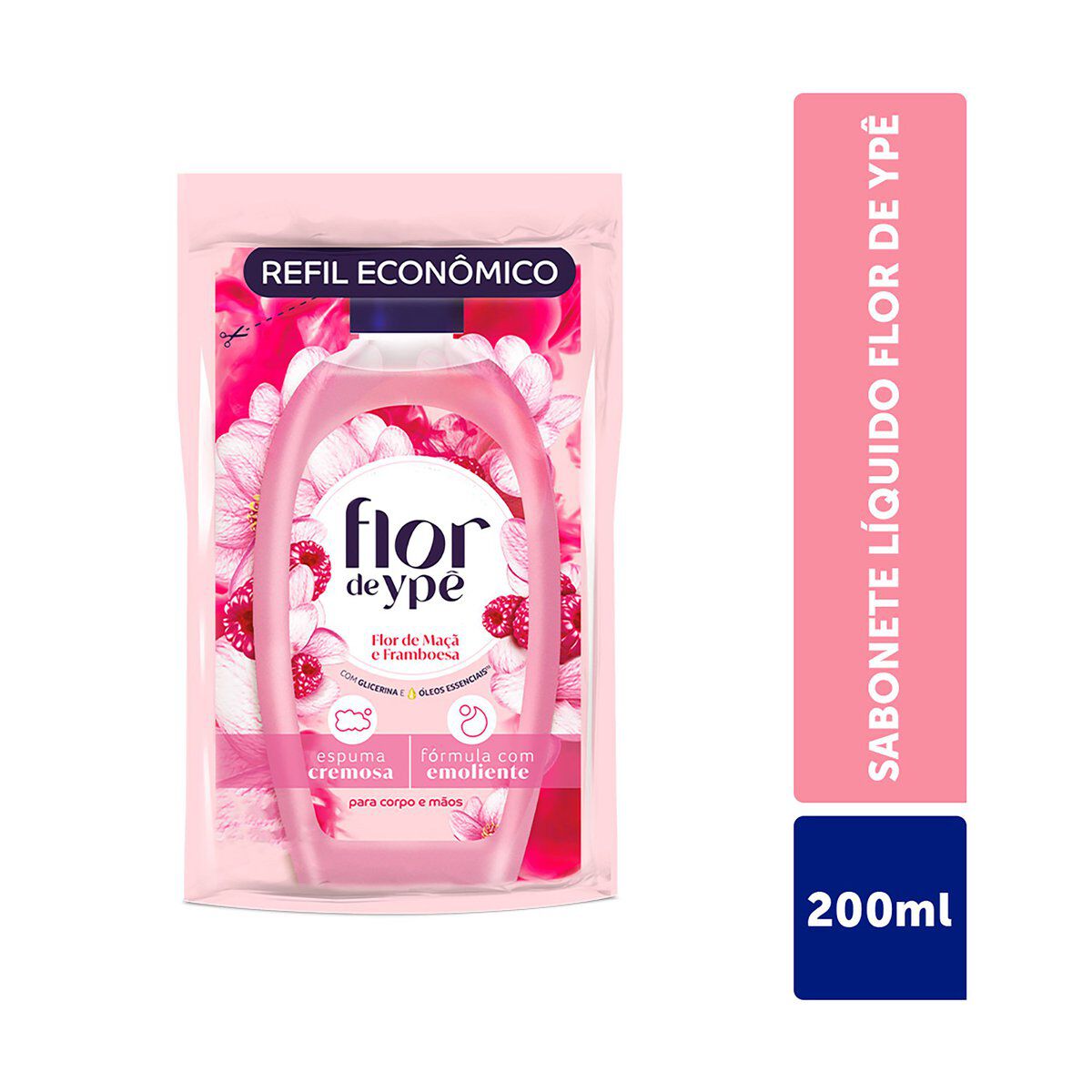 Sabonete L&iacute;quido Flor de Ma&ccedil;&atilde; e Framboesa Flor de Yp&ecirc; Sach&ecirc; 200ml - Embalagem Refil Econ&ocirc;mico