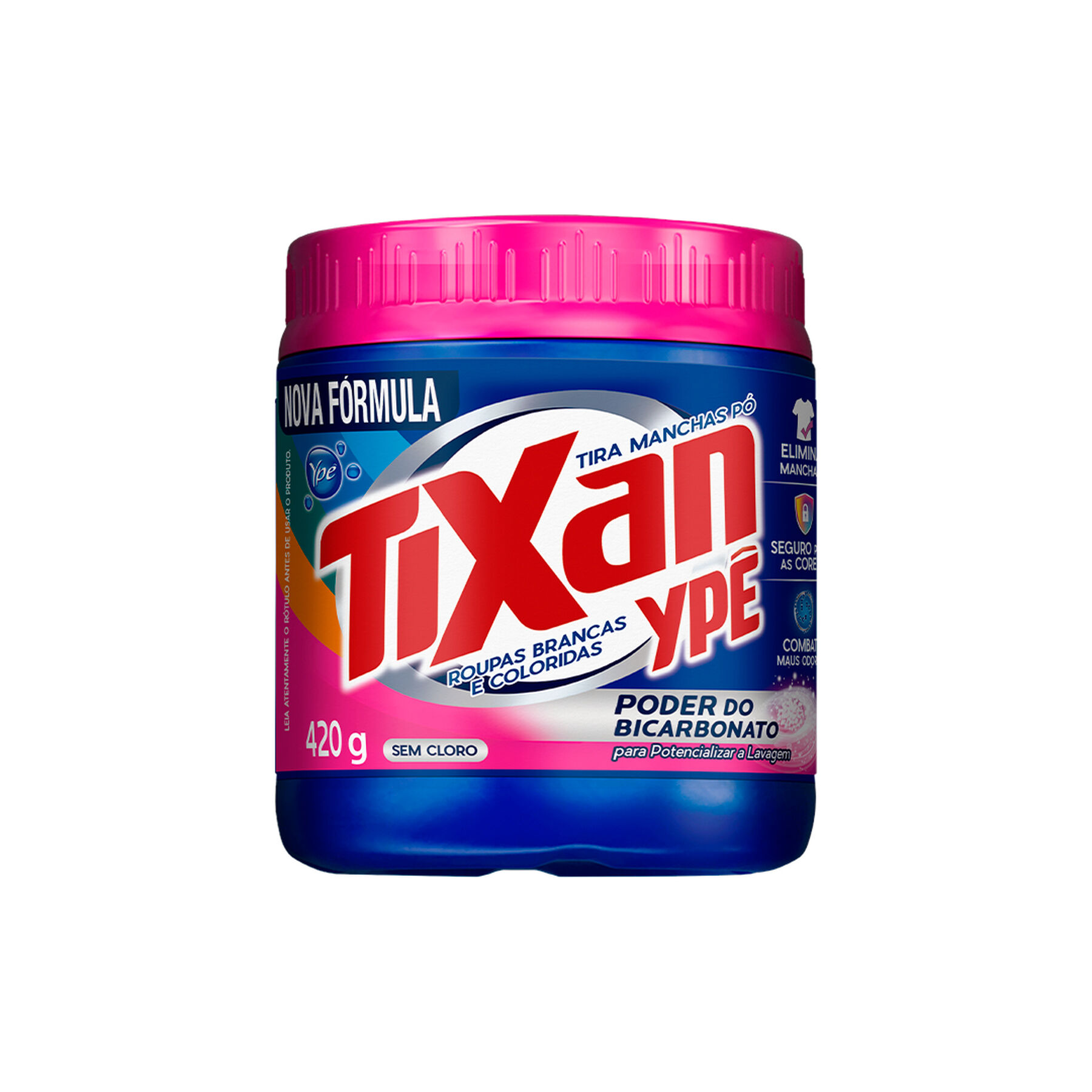 Tira Manchas em P&oacute; Roupas Brancas e Coloridas Tixan Yp&ecirc; Pote 420g&nbsp;