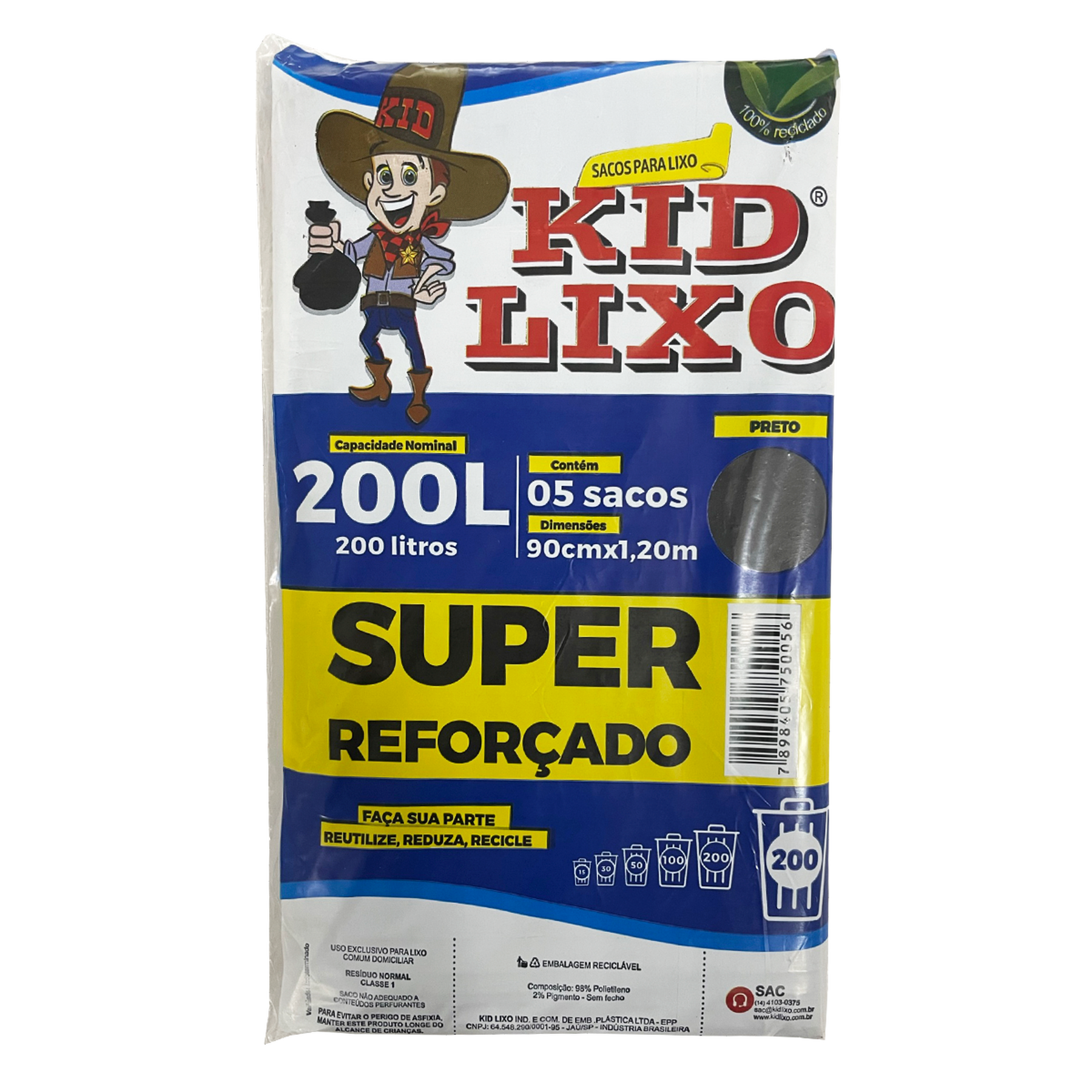 Saco Lixo Kid Lixo 200l Pacote 5 Unidades
