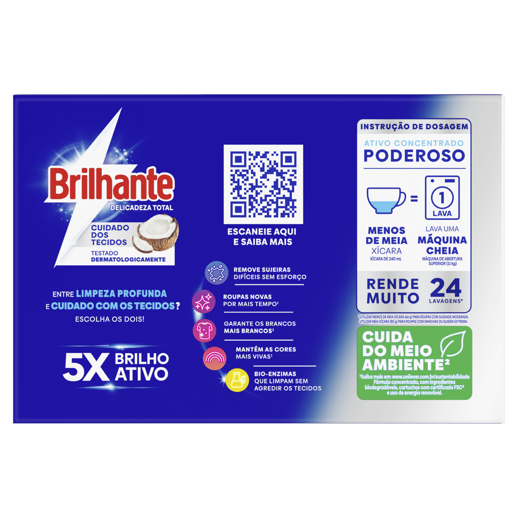 Sabão em Pó Roupas Brancas e Coloridas Delicadeza Total Brilhante Caixa 1,6kg