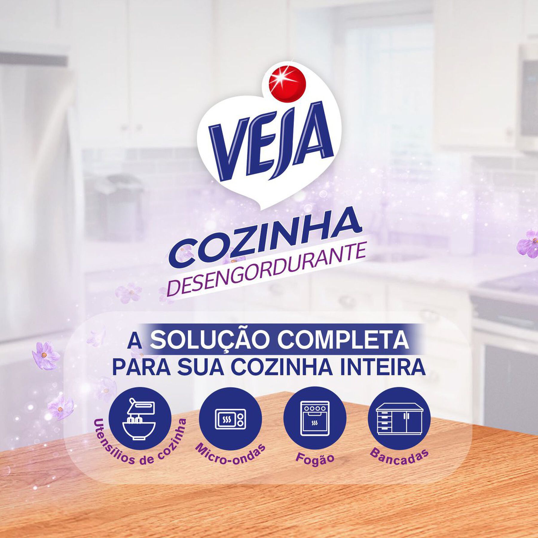 Limpador Desengordurante Cozinha Lavanda Veja Squeeze 500ml - Embalagem Grátis 20% de Desconto