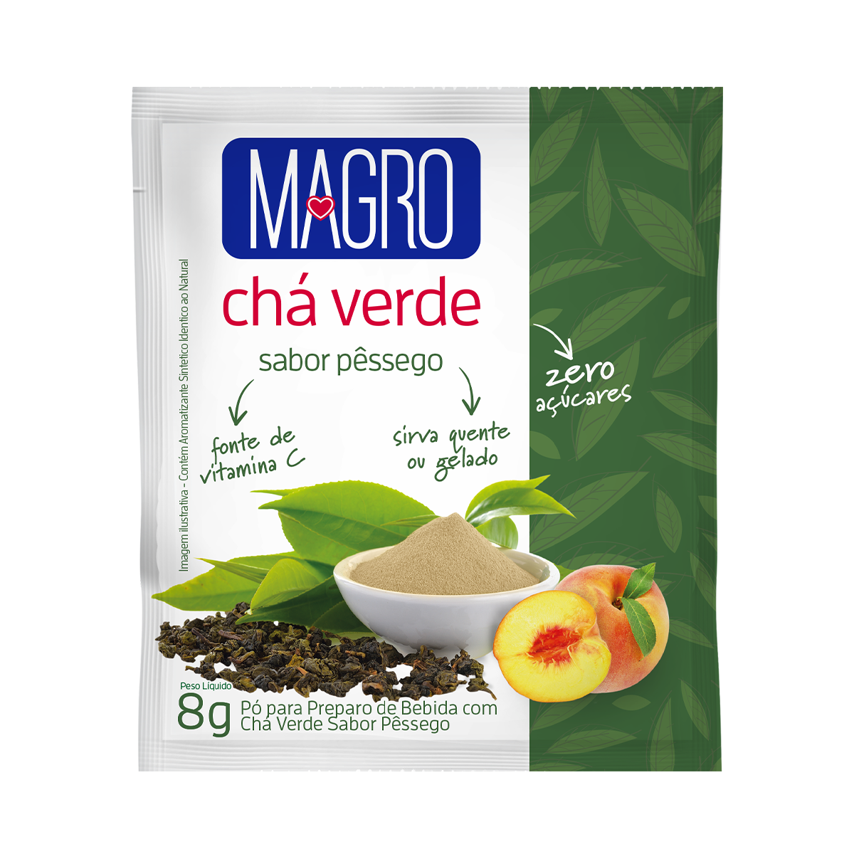 Ch&aacute; Verde P&ecirc;ssego Magro 8g