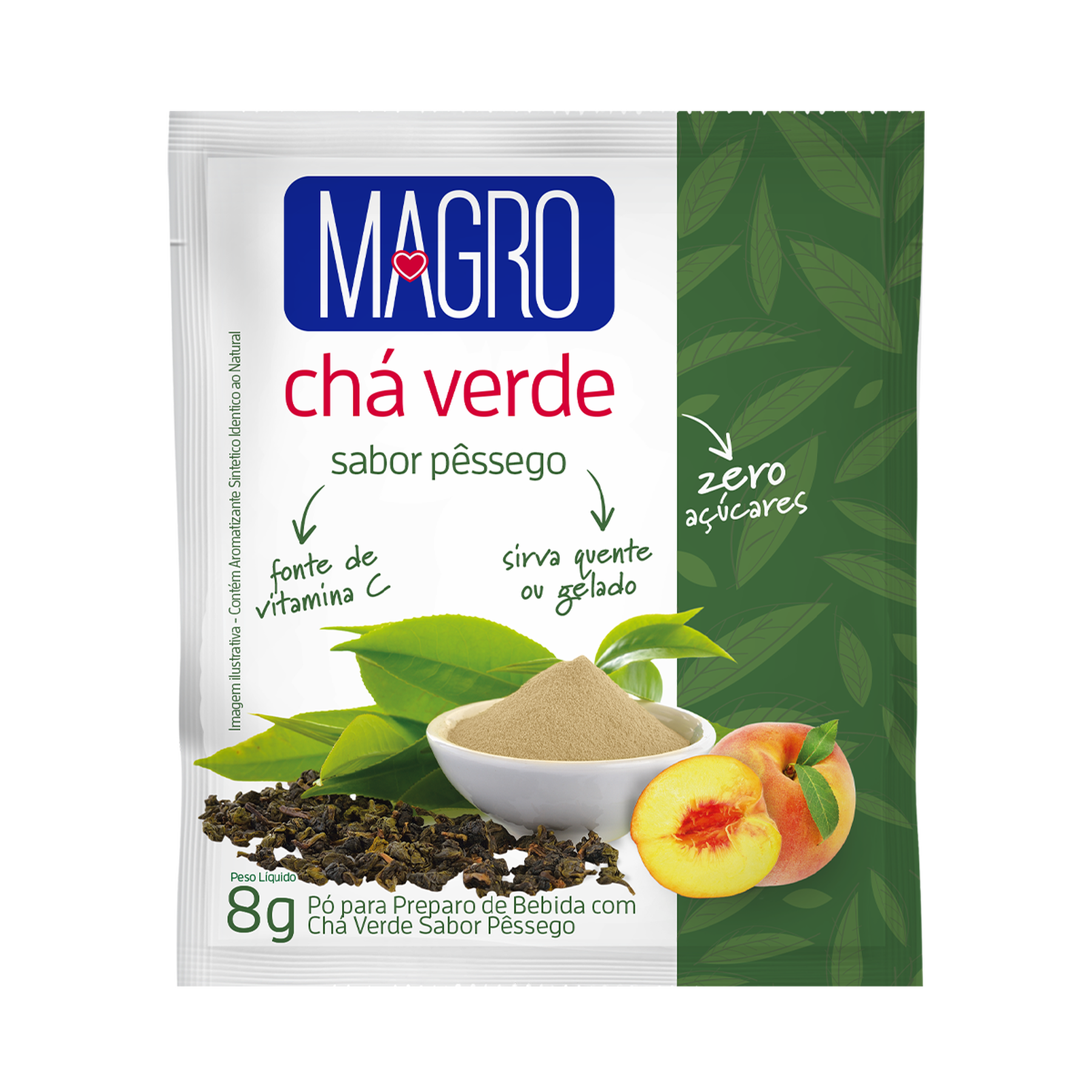 Ch&aacute; Verde P&ecirc;ssego Magro 8g