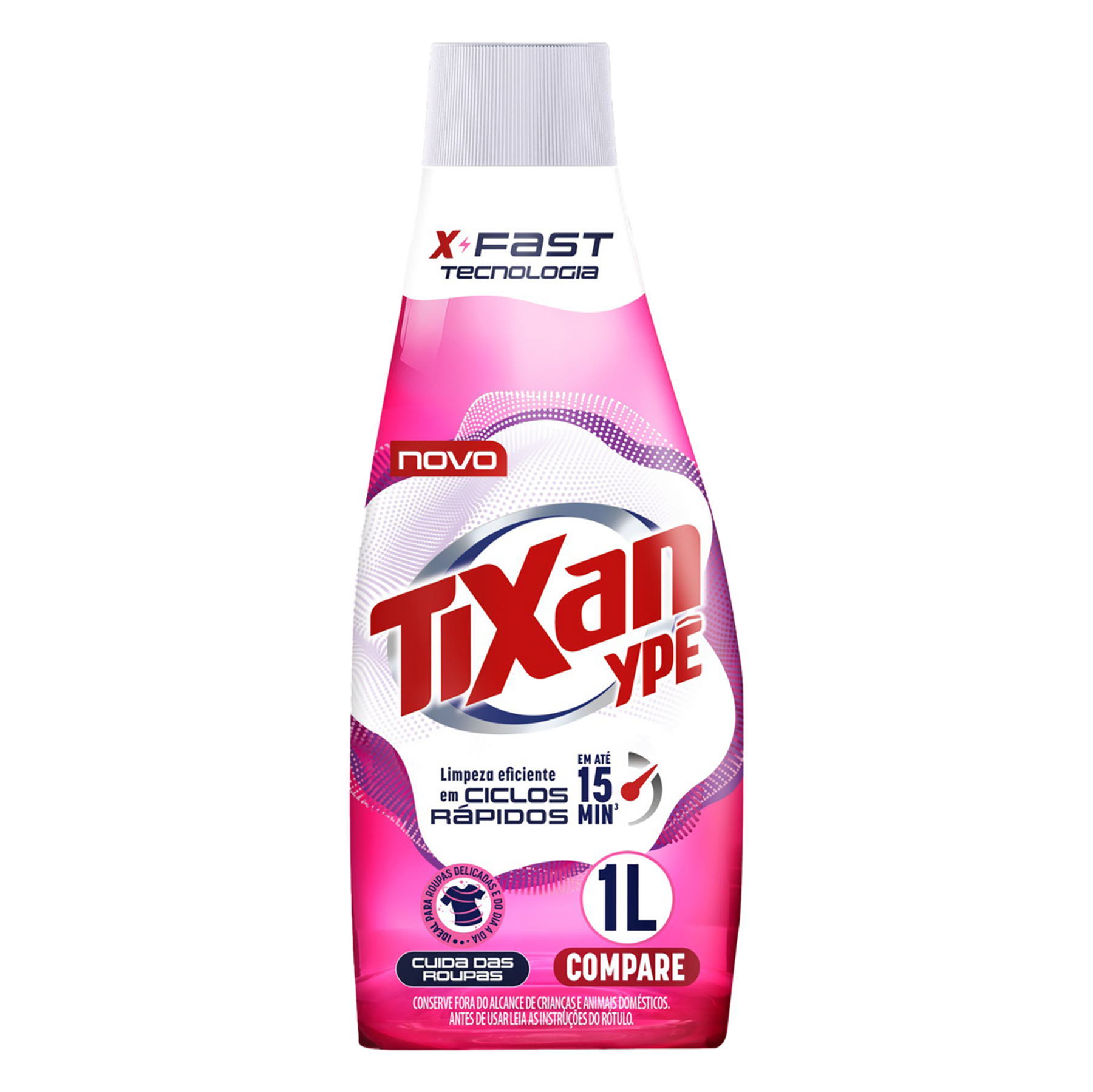 Sab&atilde;o L&iacute;quido Lava Roupas Ciclos R&aacute;pidos Cuida das Roupas Tixan Yp&ecirc; Frasco 1l