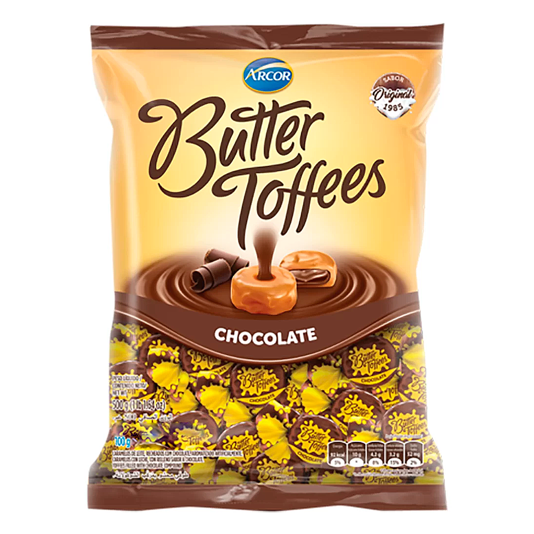 Bala Butter Toffees Chocolate Arcor Pacote 100g