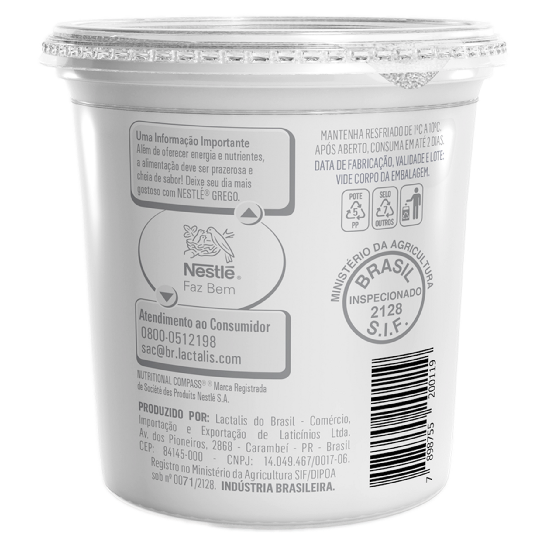 Iogurte Grego Morango Nestl&eacute; Pote 450g