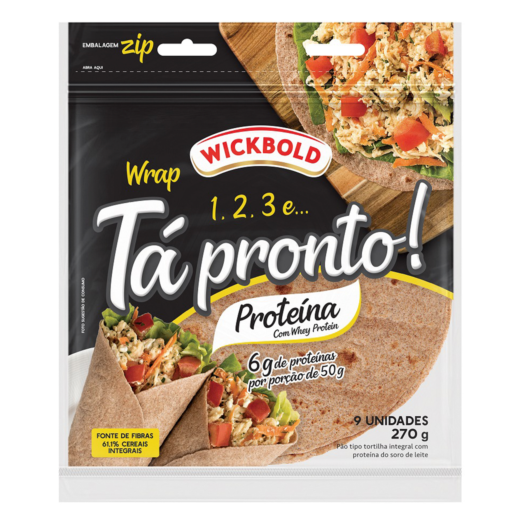 Pão Tortilha Integral Wrap Proteína Wickbold Tá Pronto! Pouch 270g