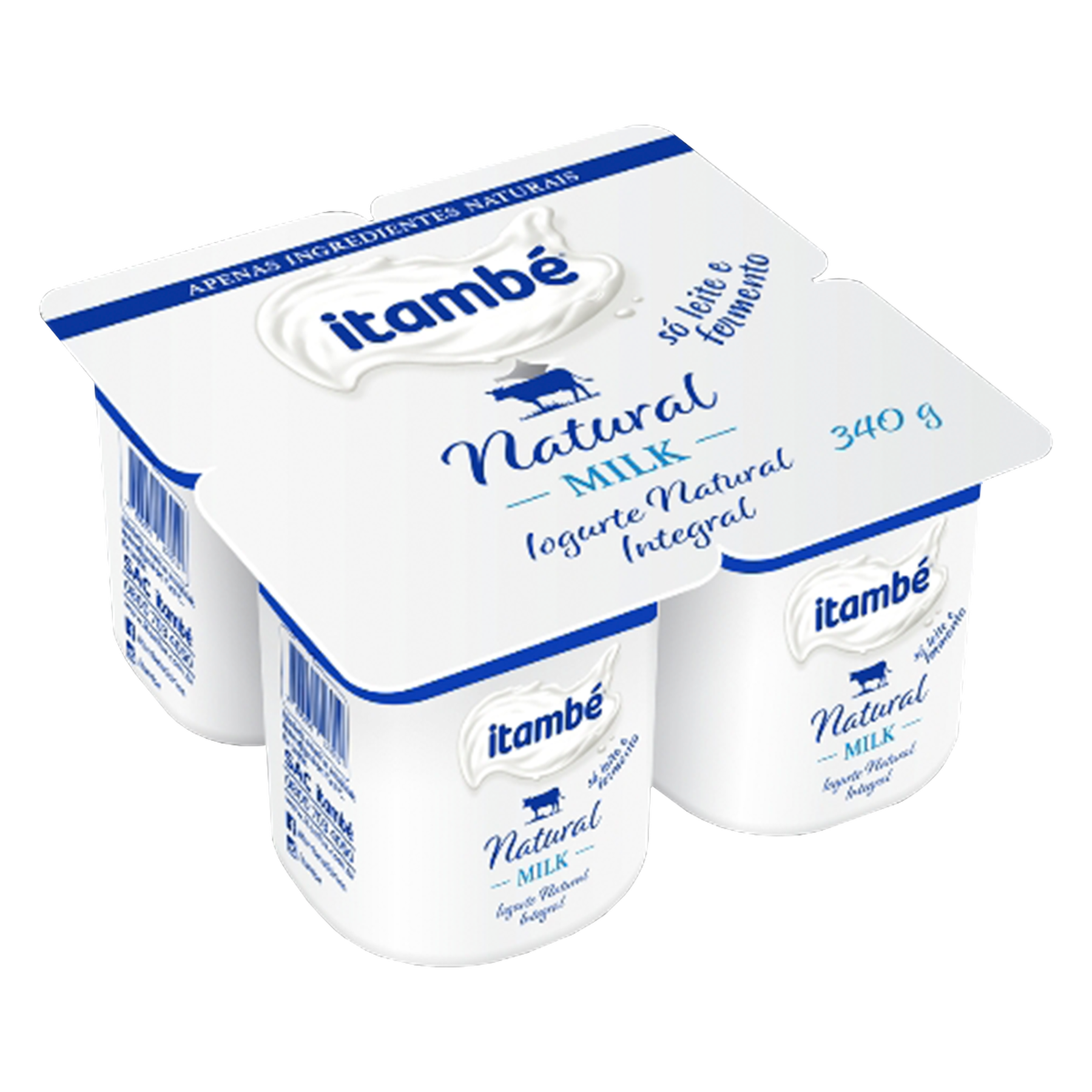 Iogurte Natural Integral Itamb&eacute; Bandeja 340g 4 Unidades 85g Cada