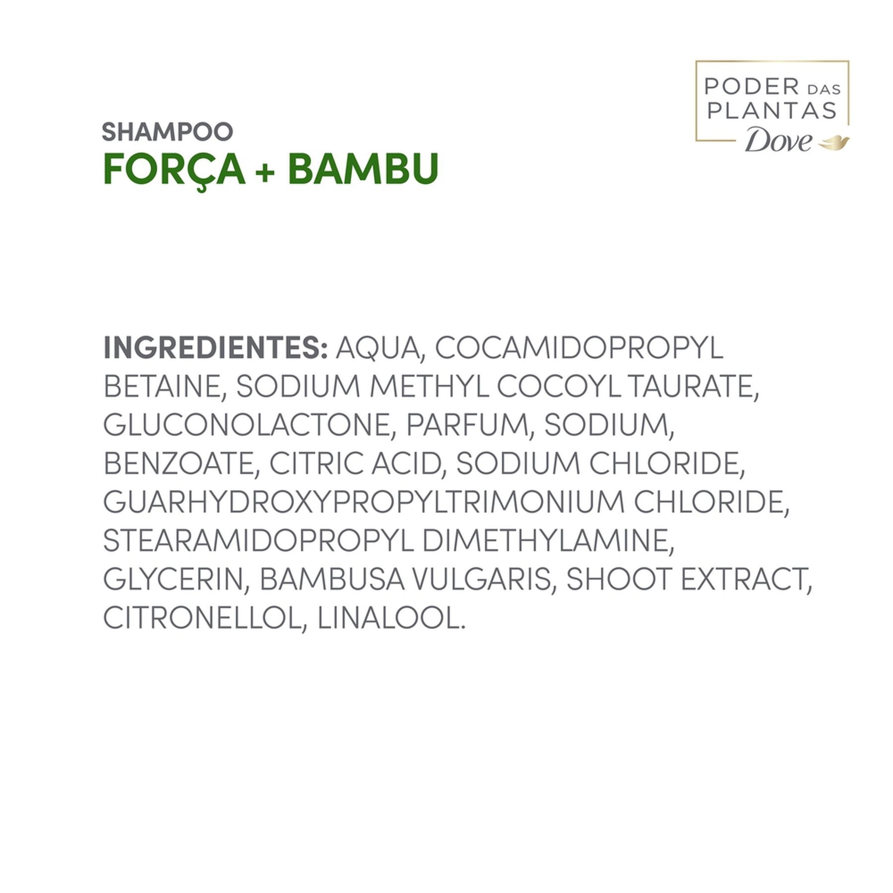 Shampoo For&ccedil;a + Bambu Dove Poder das Plantas Frasco 300ml