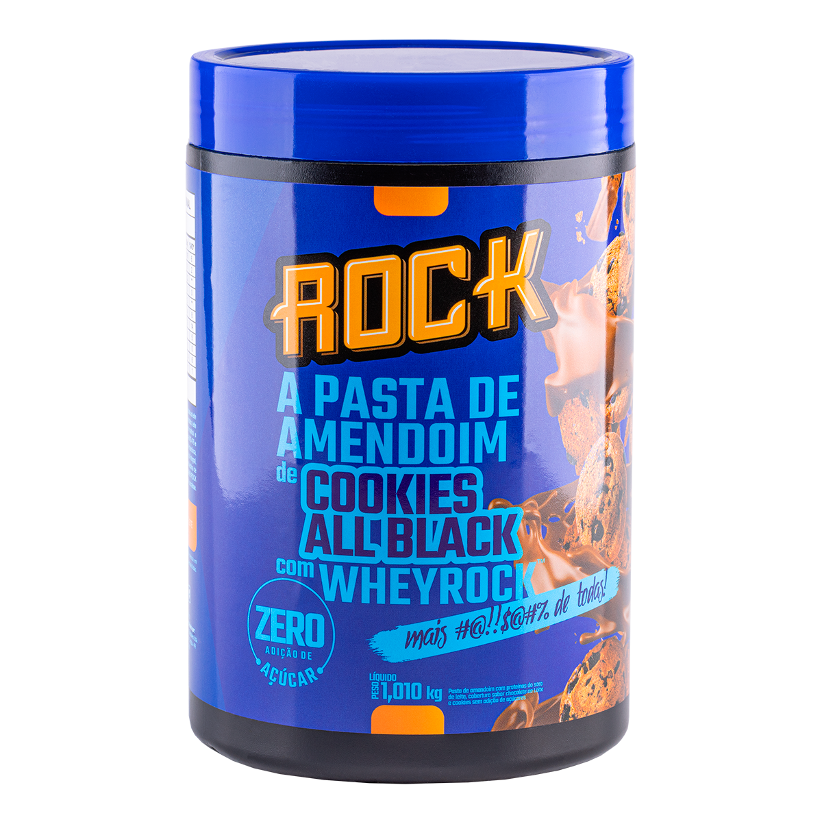 Pasta de Amendoim Cookies All Black Whey Rock Pote 1,010kg