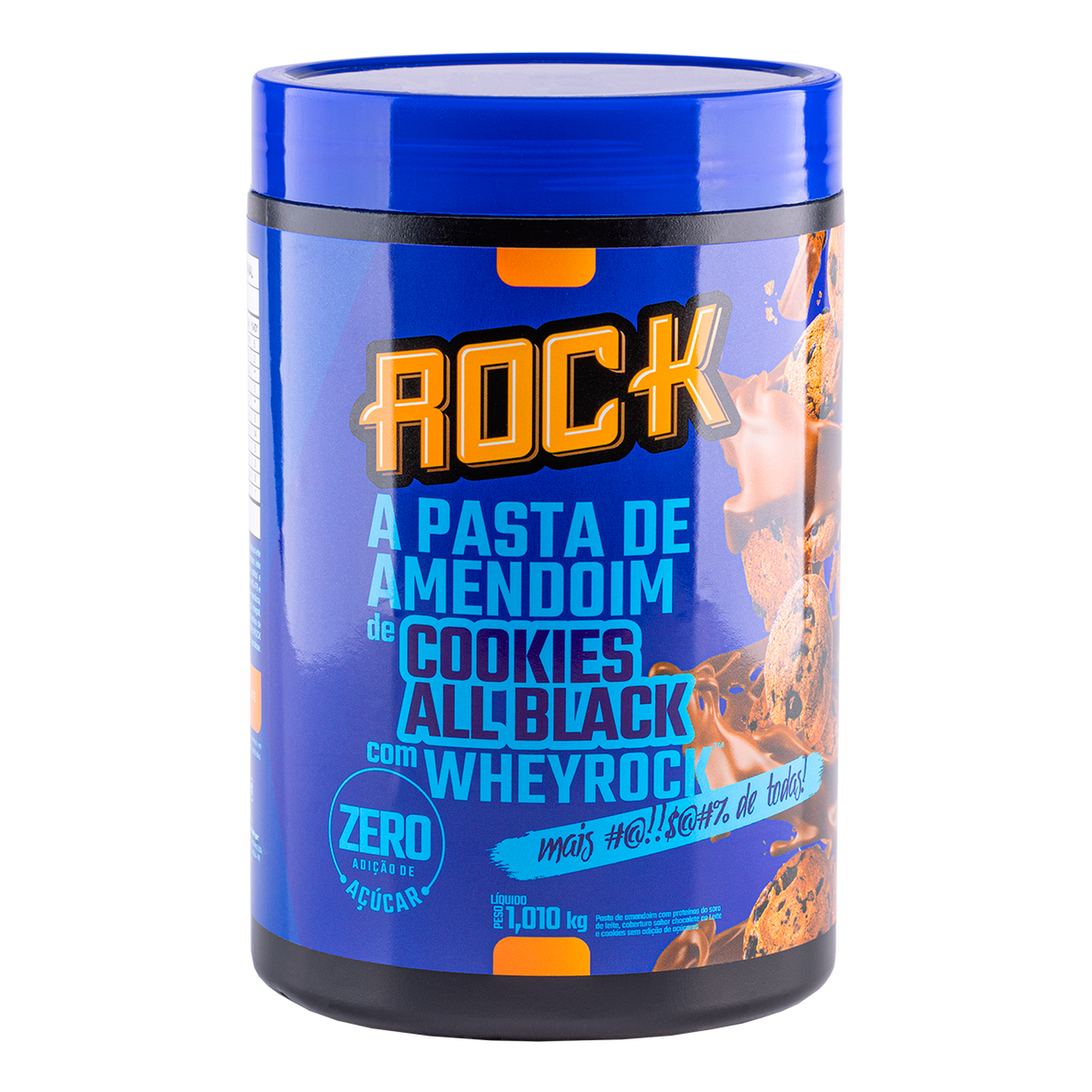 Pasta de Amendoim Cookies All Black Whey Rock Pote 1,010kg