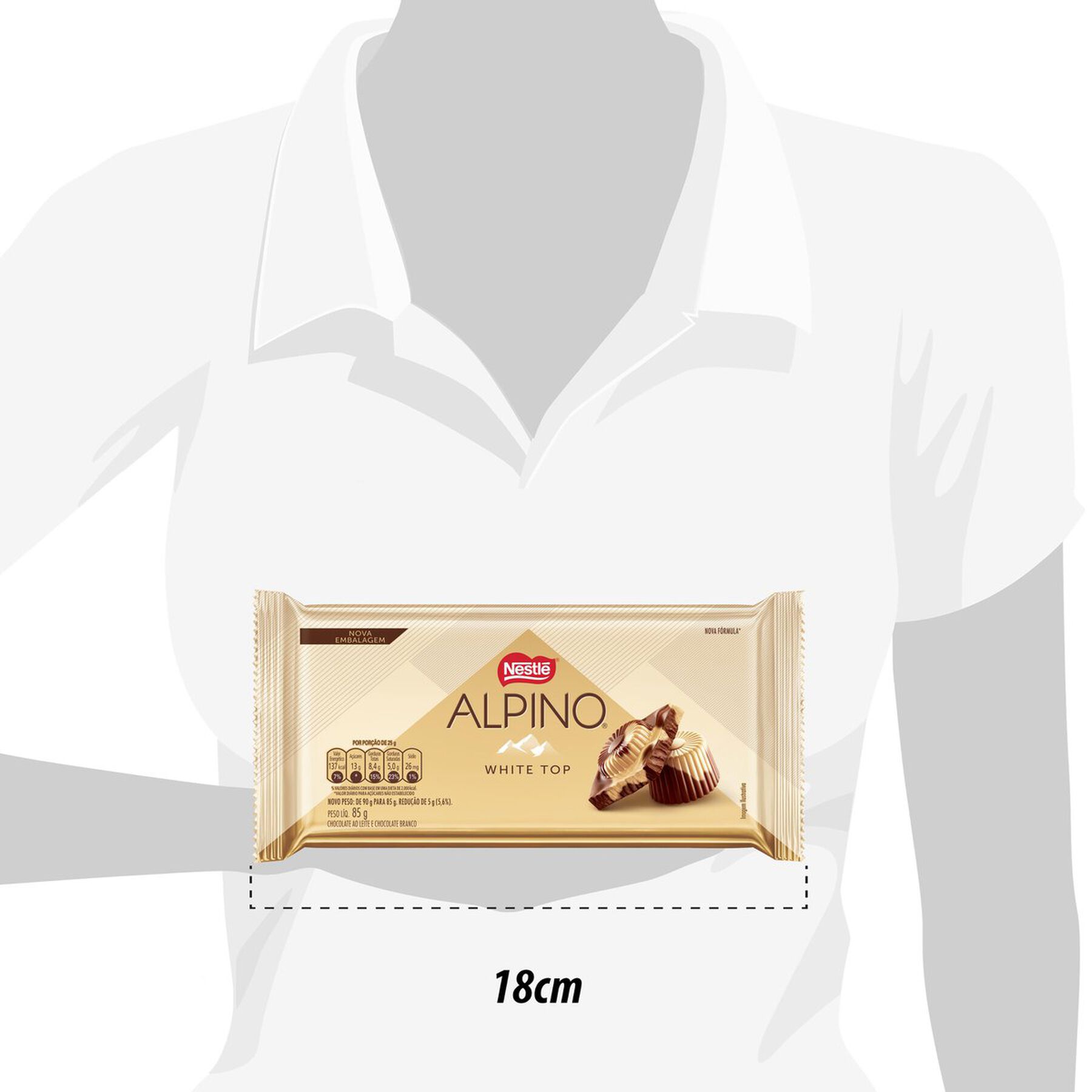 Chocolate Alpino White Top 85g