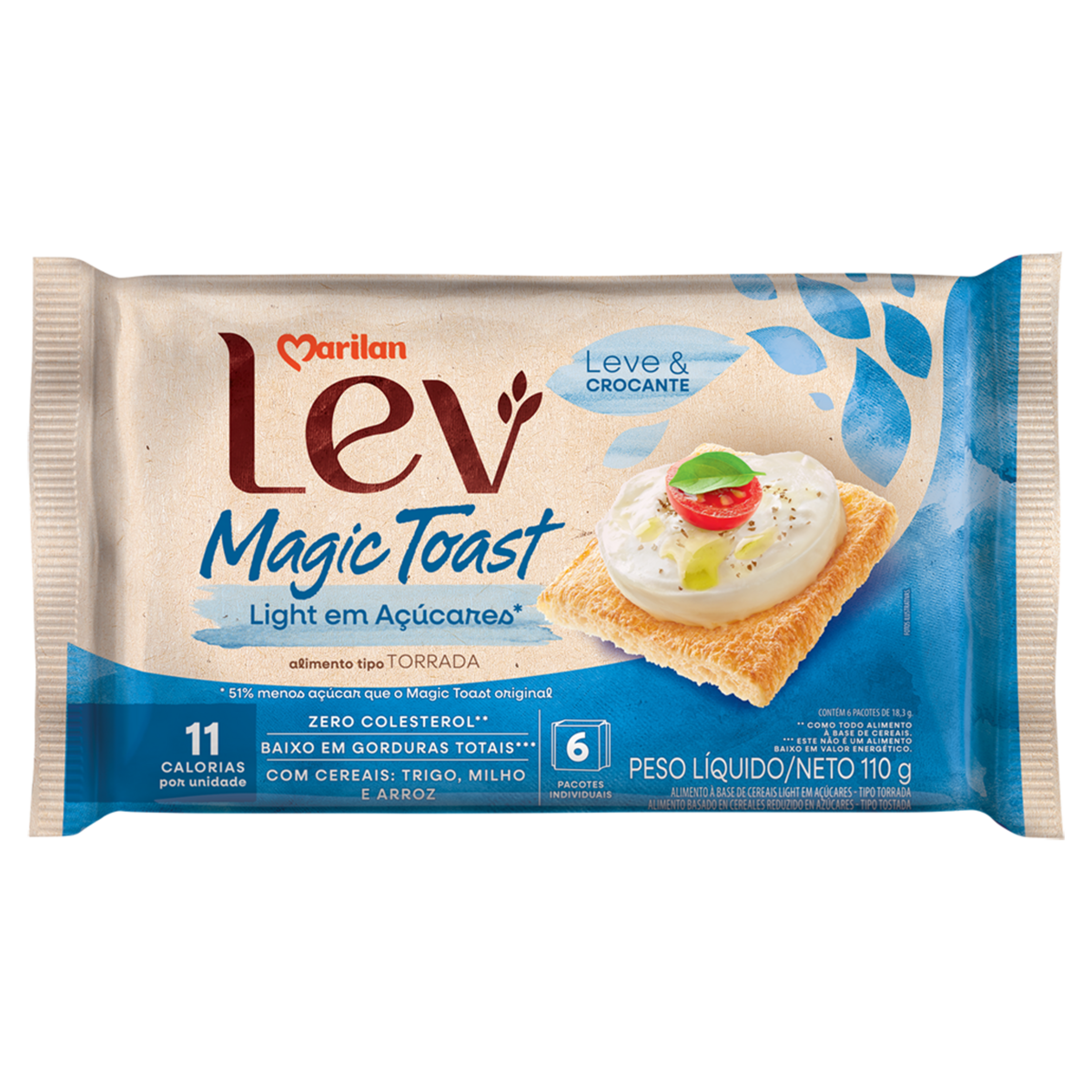 Torrada Light Lev Magic Toast Marilan Pacote 110g C/6 Unidades