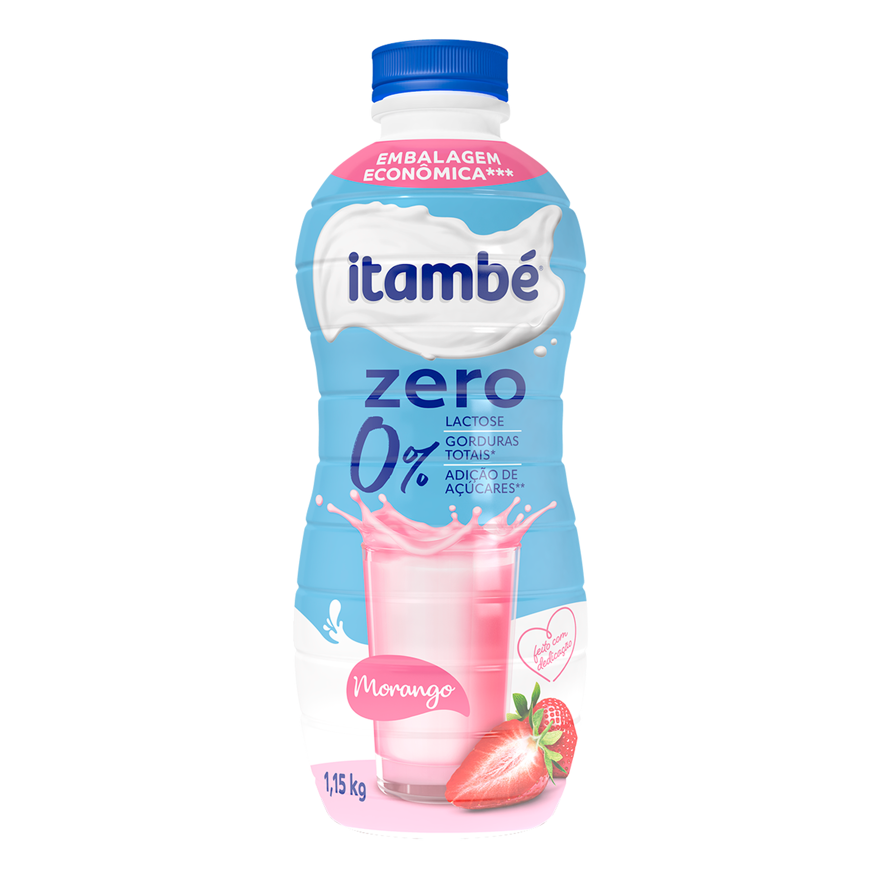 Iogurte Desnatado Morango Zero Itambé Garrafa 1,15kg - Embalagem Econômica